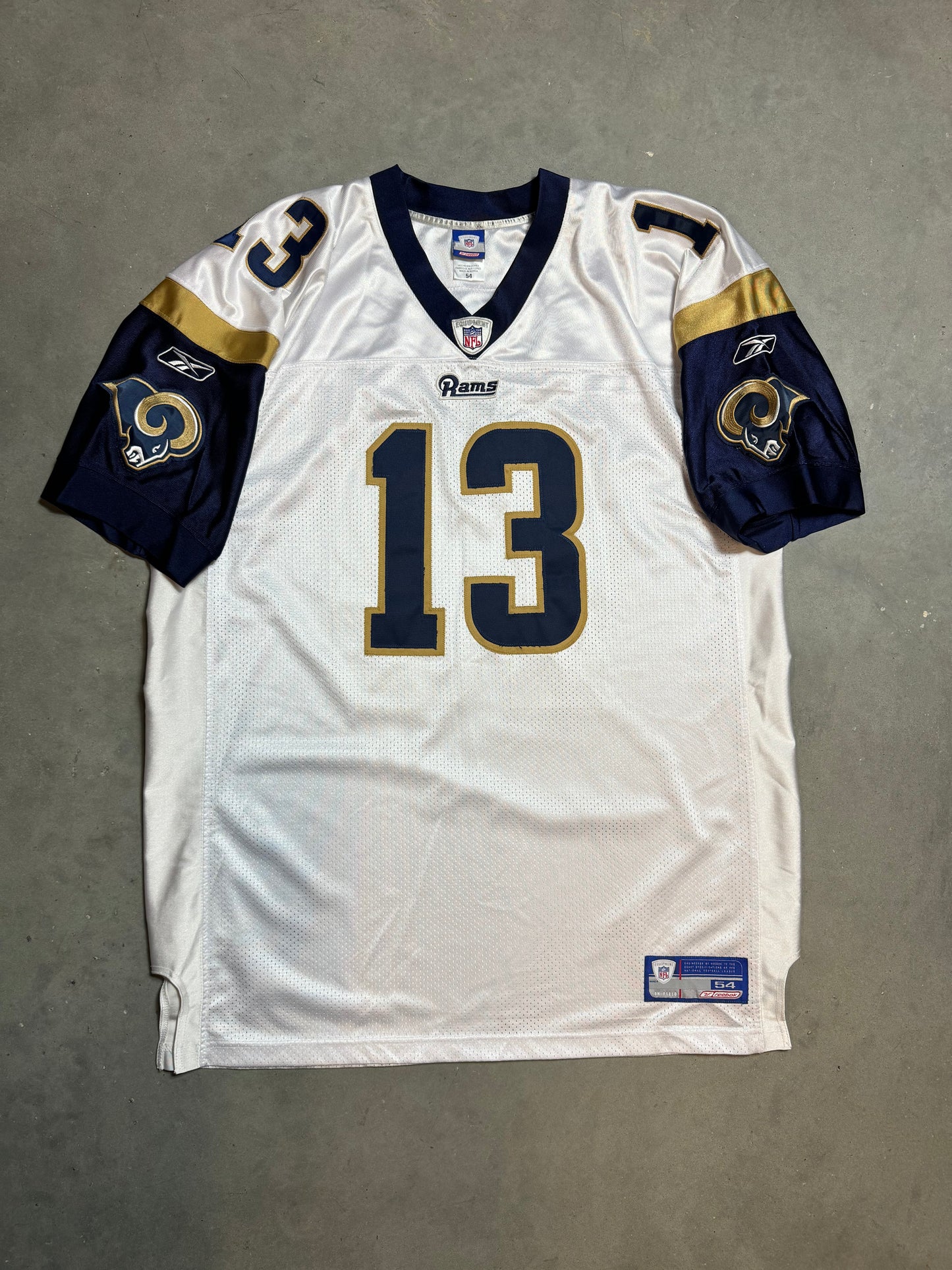 00’s St. Louis Rams Kurt Warner Vintage White Reebok Fully Embroidered NFL Authentic Jersey (54/XXL)