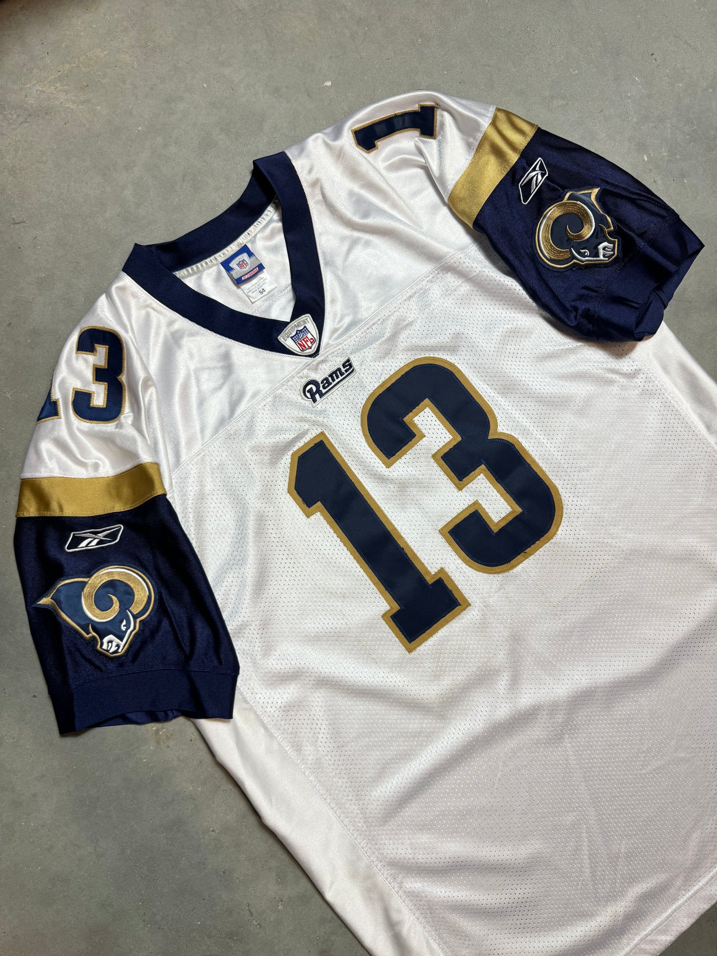 00’s St. Louis Rams Kurt Warner Vintage White Reebok Fully Embroidered NFL Authentic Jersey (54/XXL)