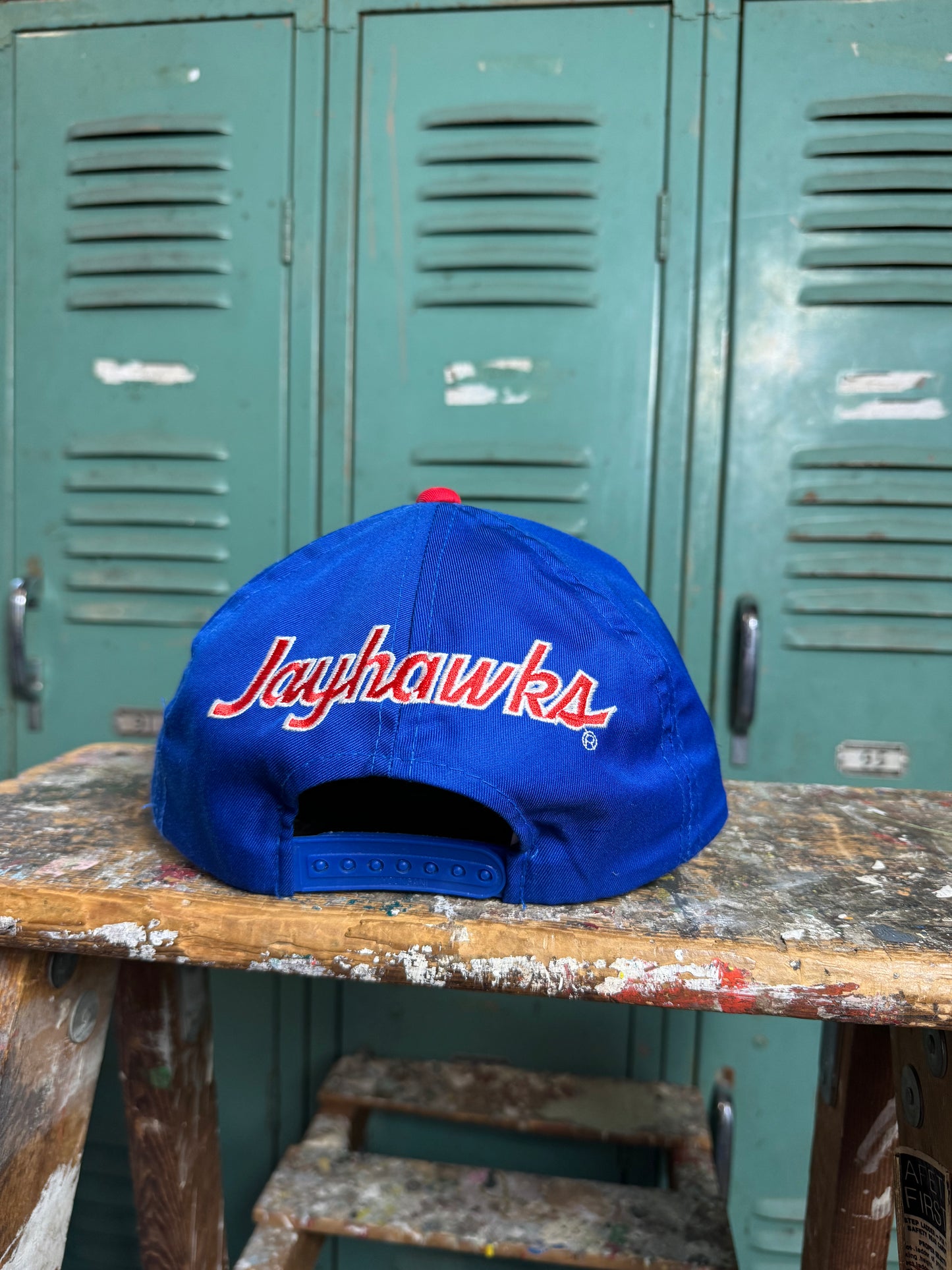 90’s Kansas Jayhawks Vintage Back Script College Snapback Hat (OSFA)