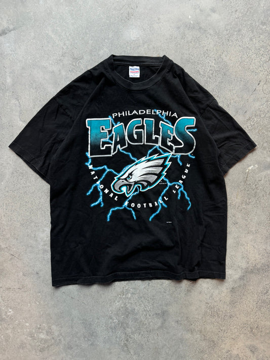 1996 Philadelphia Eagles Vintage Lightning Print NFL Big Logo Tee (XL)