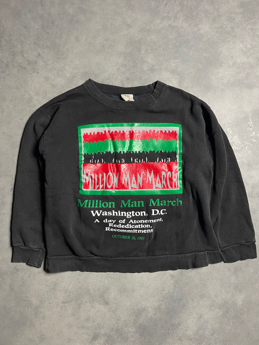 1991 Million Man March Faded Boxy Black History Heavyweight Crewneck (Large)