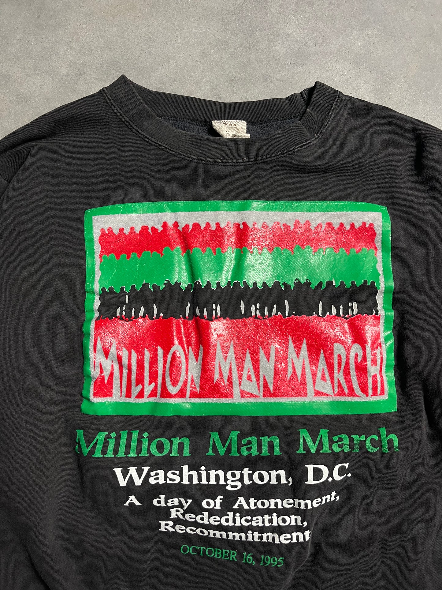 1991 Million Man March Faded Boxy Black History Heavyweight Crewneck (Large)