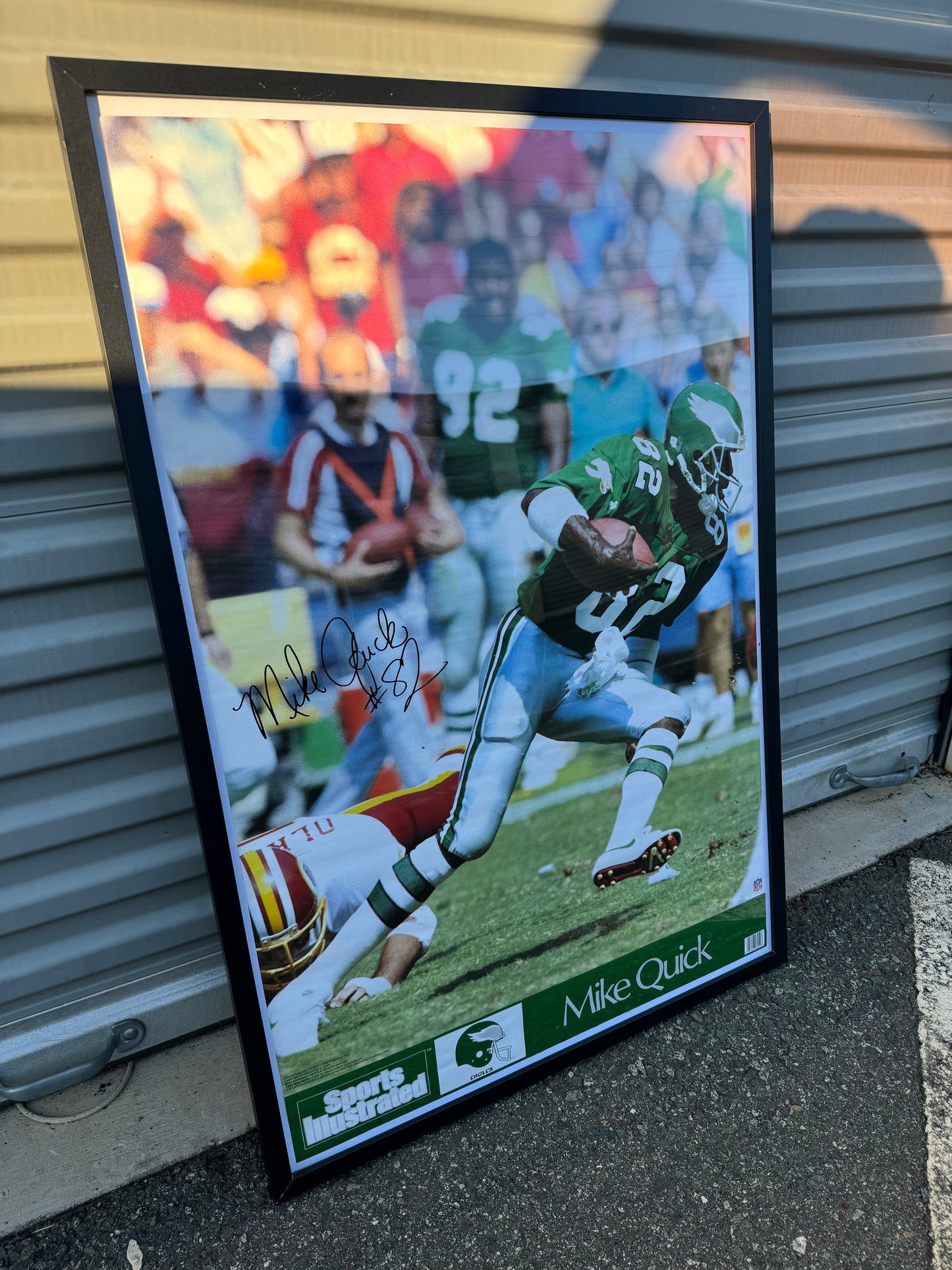 1989 Philadelphia Eagles Mike Quick Vintage Kelly Green Sports Illustrated Framed Poster (24” x 36”)