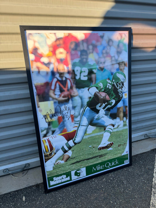 1989 Philadelphia Eagles Mike Quick Vintage Kelly Green Sports Illustrated Framed Poster (24” x 36”)