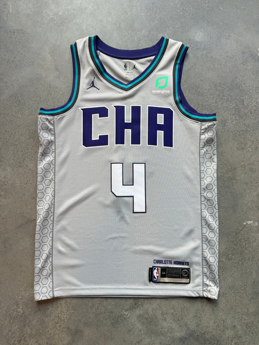 2019/2020 Charlotte Hornets Devonte Graham Light Grey City Jersey Alternate Jordan Brand NBA Jersey (44/Medium)