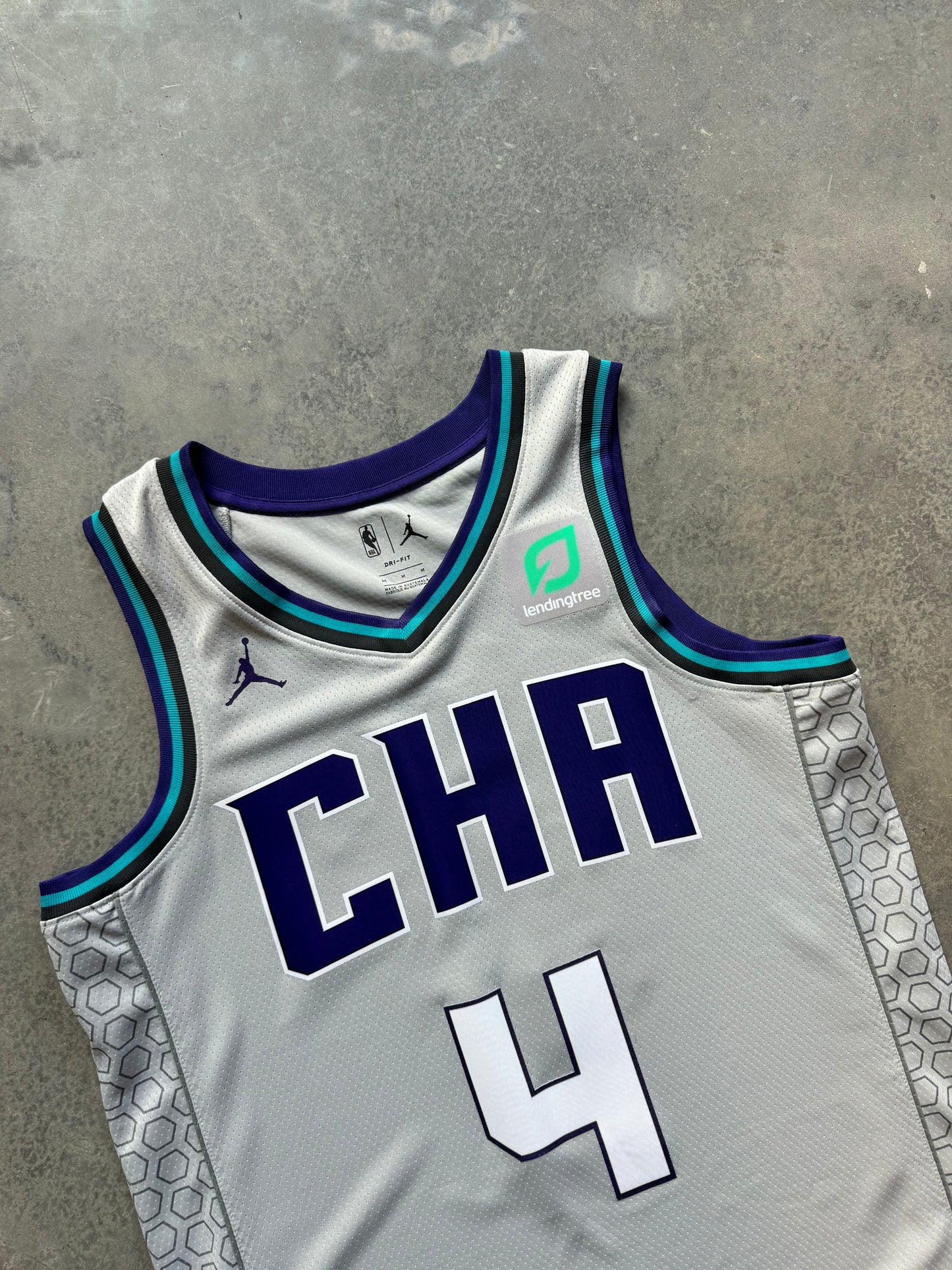 2019/2020 Charlotte Hornets Devonte Graham Light Grey City Jersey Alternate Jordan Brand NBA Jersey (44/Medium)