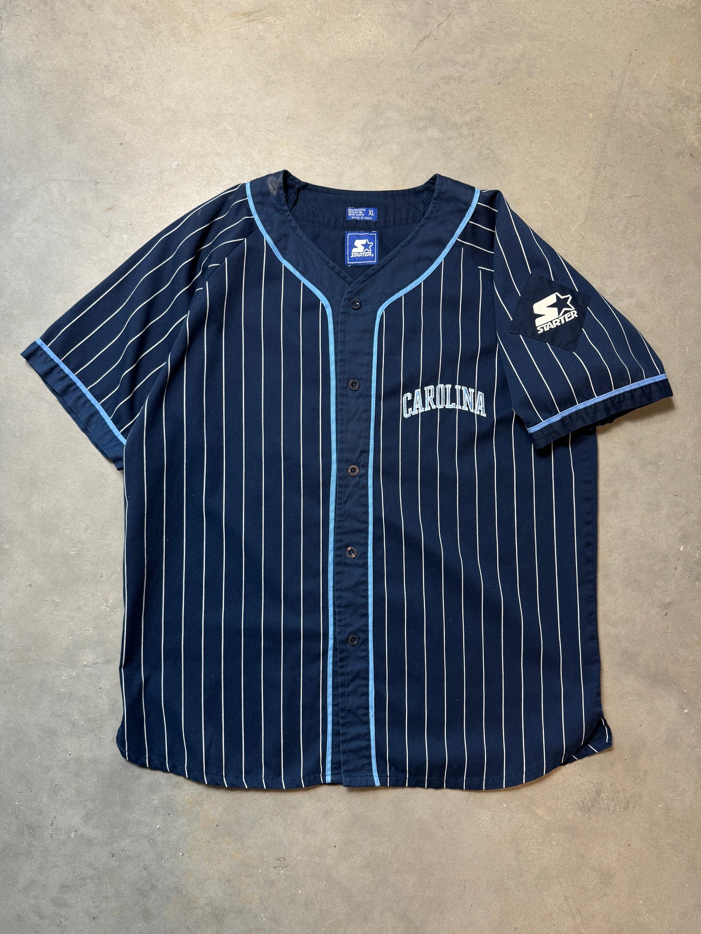 90’s UNC Tarheels Vintage Starter Pinstriped College Baseball Jersey (Large)