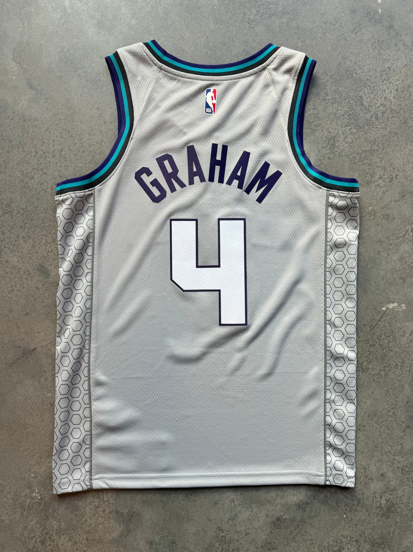 2019/2020 Charlotte Hornets Devonte Graham Light Grey City Jersey Alternate Jordan Brand NBA Jersey (44/Medium)