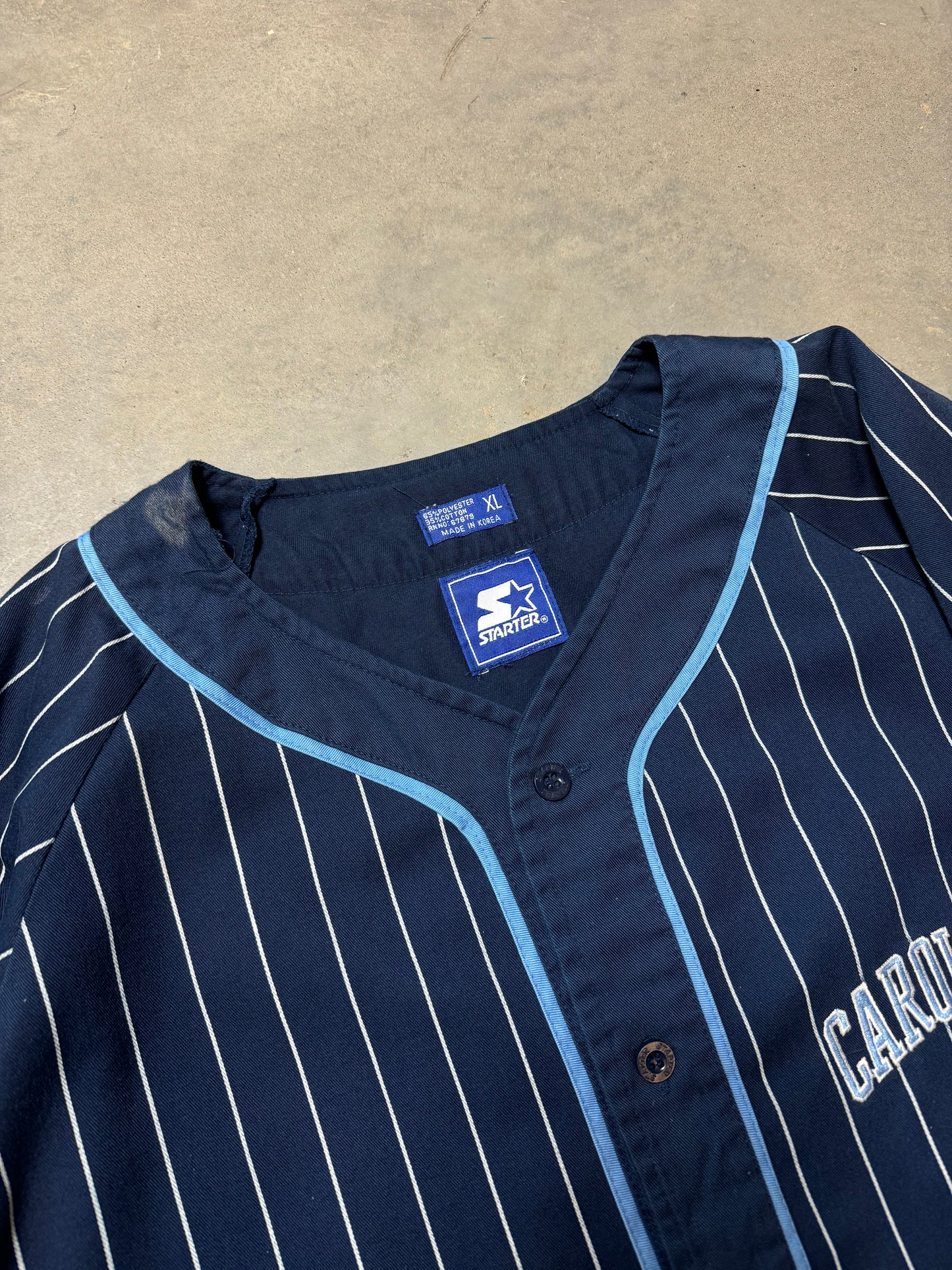 90’s UNC Tarheels Vintage Starter Pinstriped College Baseball Jersey (Large)