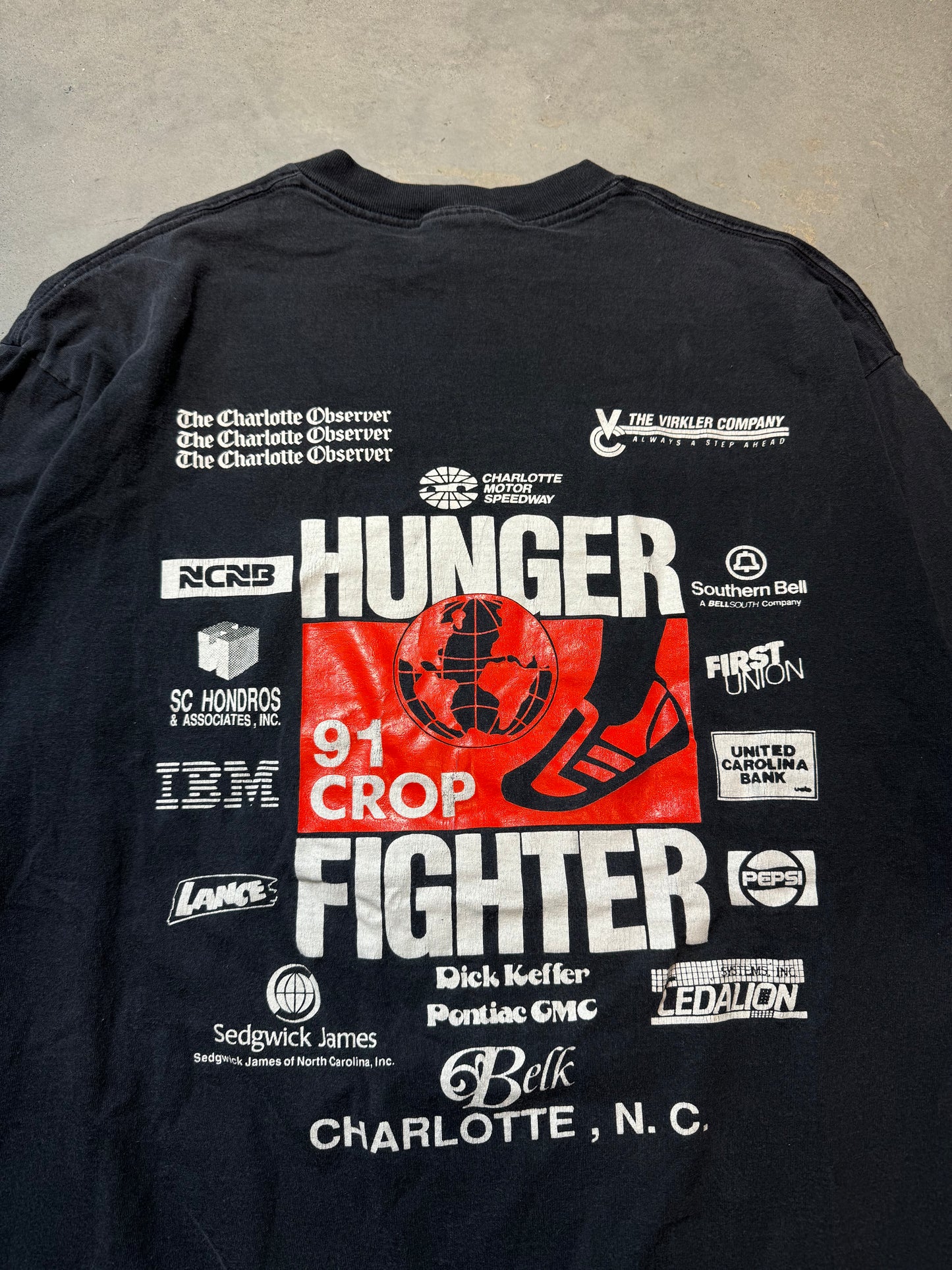 1991 Hunger Fighter Charlotte Faded Marathon Running Tee (XL)