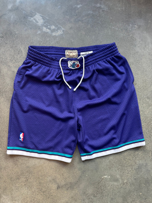 1994/1995 Charlotte Hornets Purple Alternate Mitchell and Ness Swingman NBA Shorts (XL)