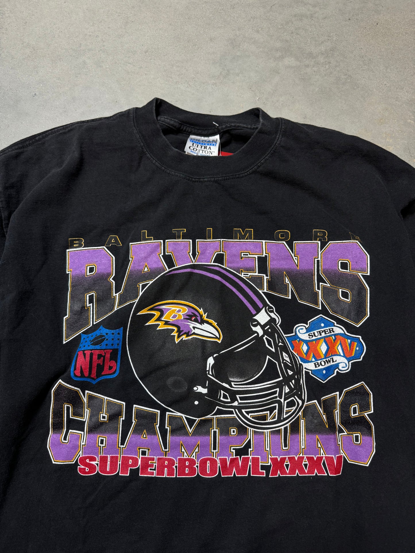 2001 Baltimore Ravens Super Bowl XXXV Champions Vintage NFL Longsleeve Tee (XL)