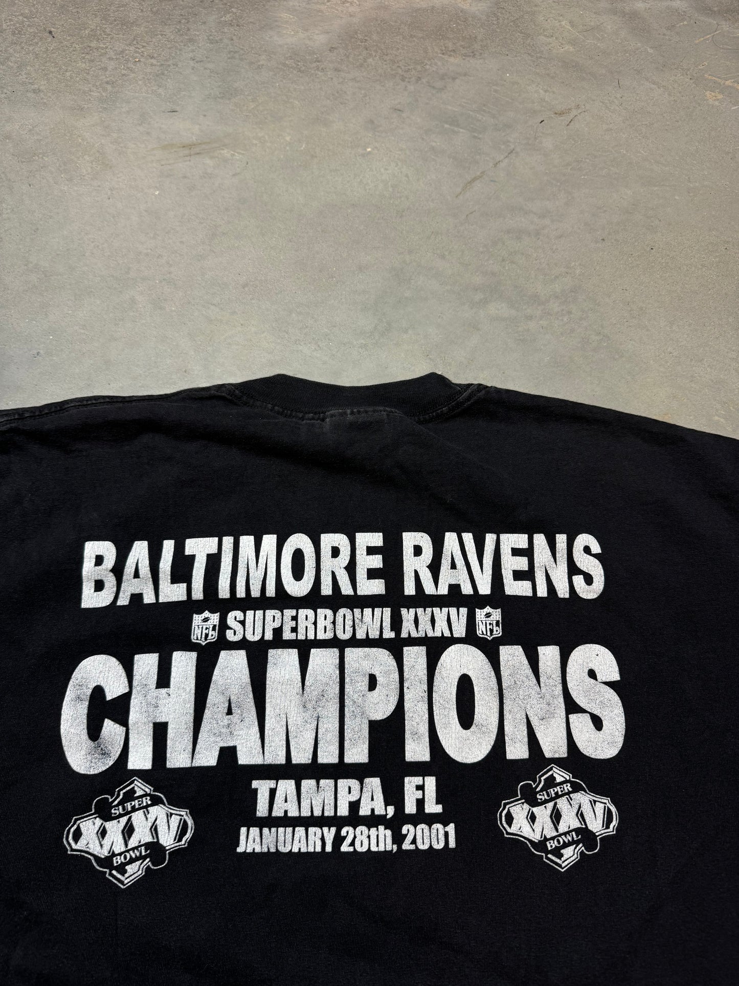 2001 Baltimore Ravens Super Bowl XXXV Champions Vintage NFL Longsleeve Tee (XL)