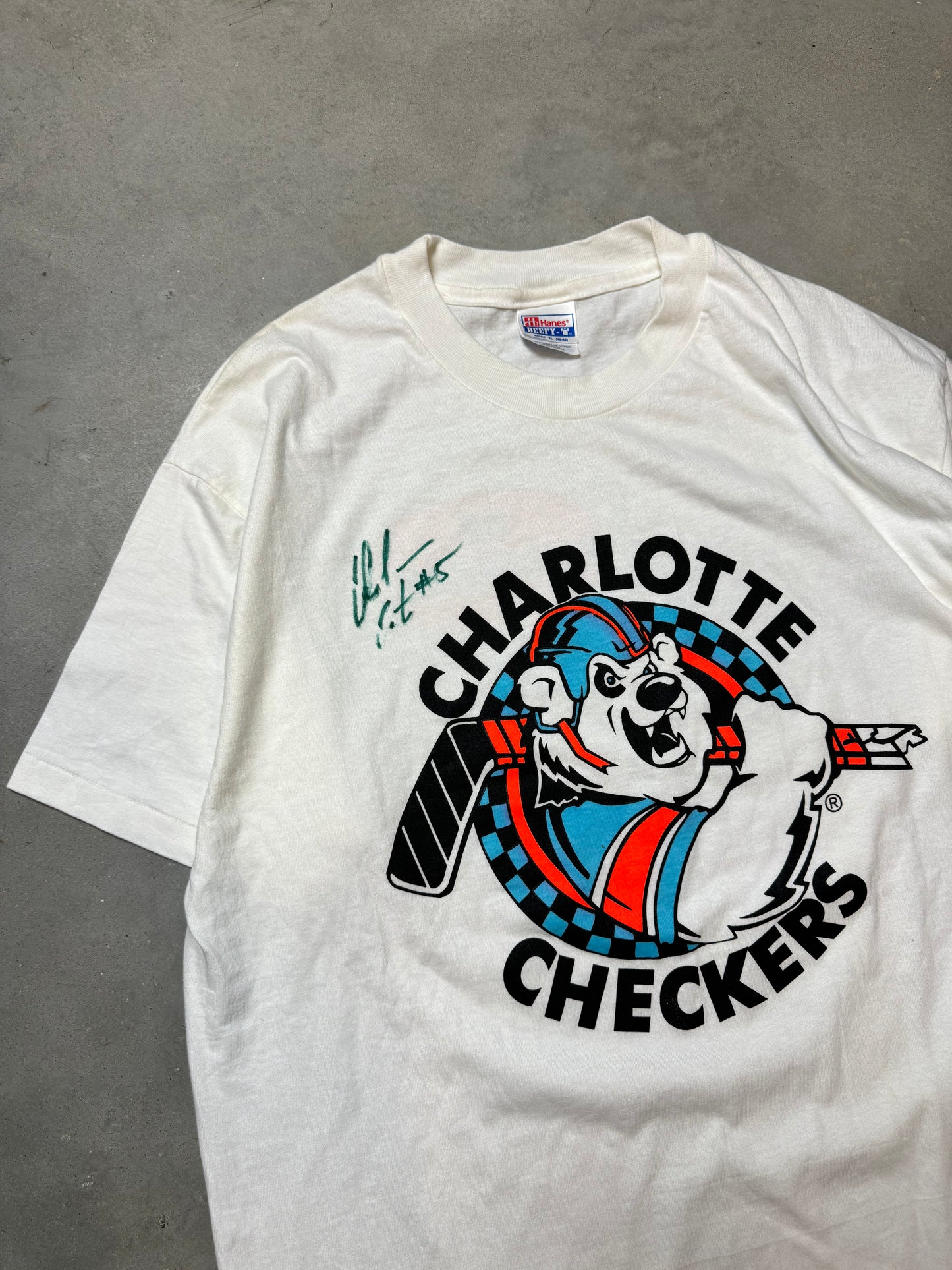 90’s Charlotte Checkers x Pillsbury Doughboy “Go Checkers” Vintage ECHL Tee (XL)