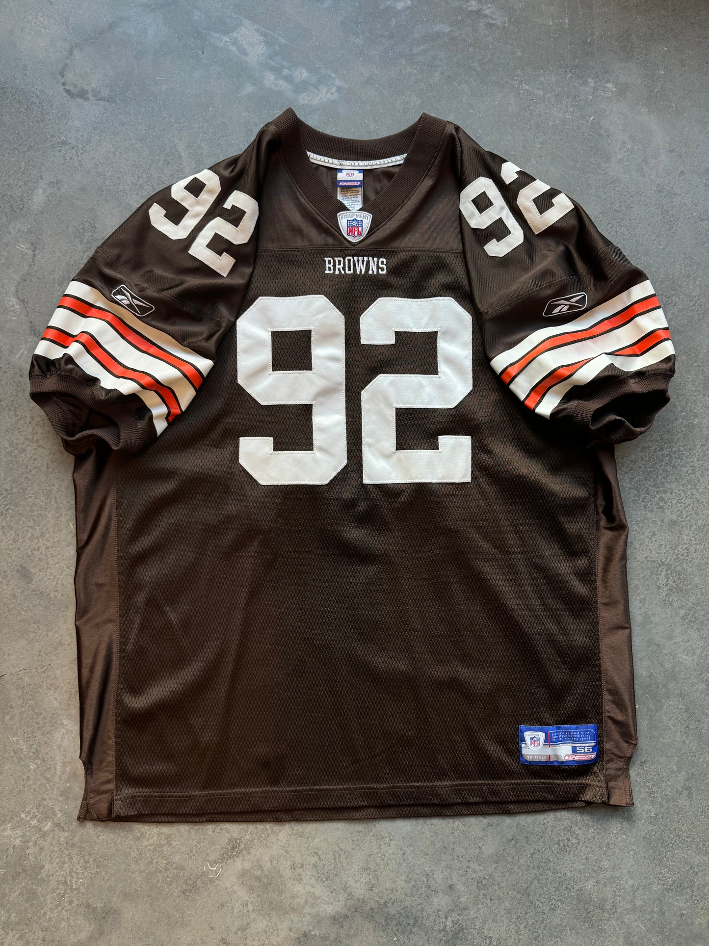 00’s Cleveland Browns Courtney Brown Vintage Reebok Fully Stitched NFL On Field Authentic Jersey (56/XXXL)
