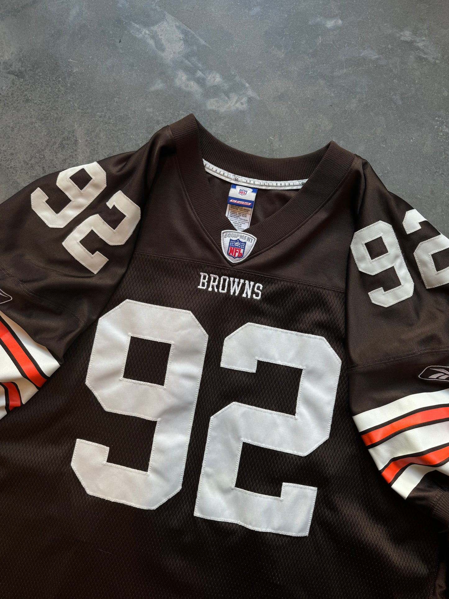 00’s Cleveland Browns Courtney Brown Vintage Reebok Fully Stitched NFL On Field Authentic Jersey (56/XXXL)