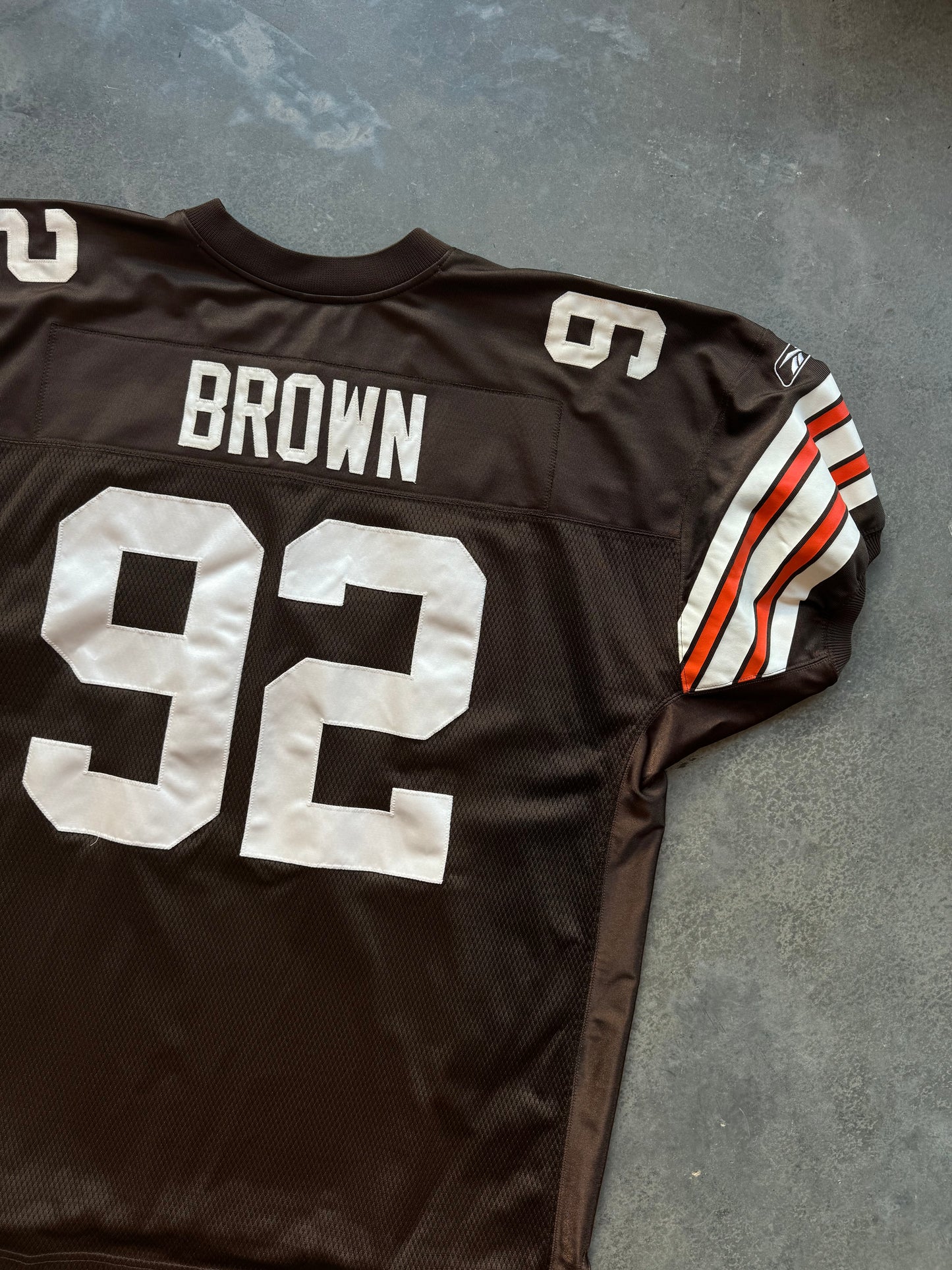 00’s Cleveland Browns Courtney Brown Vintage Reebok Fully Stitched NFL On Field Authentic Jersey (56/XXXL)