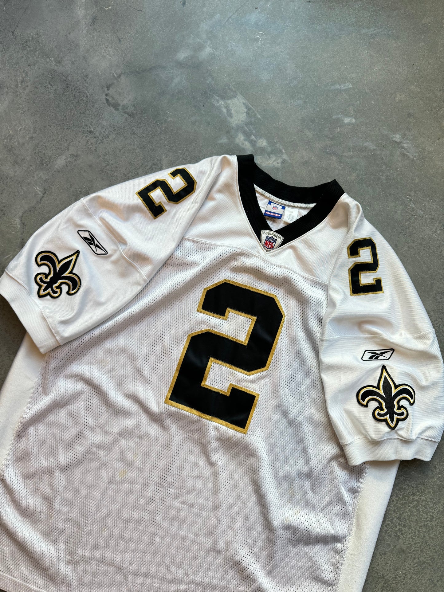 00’s New Orleans Saints Aaron Brooks Vintage White Reebok Fully Stitched NFL On Field Authentic Jersey (56/XXXL)