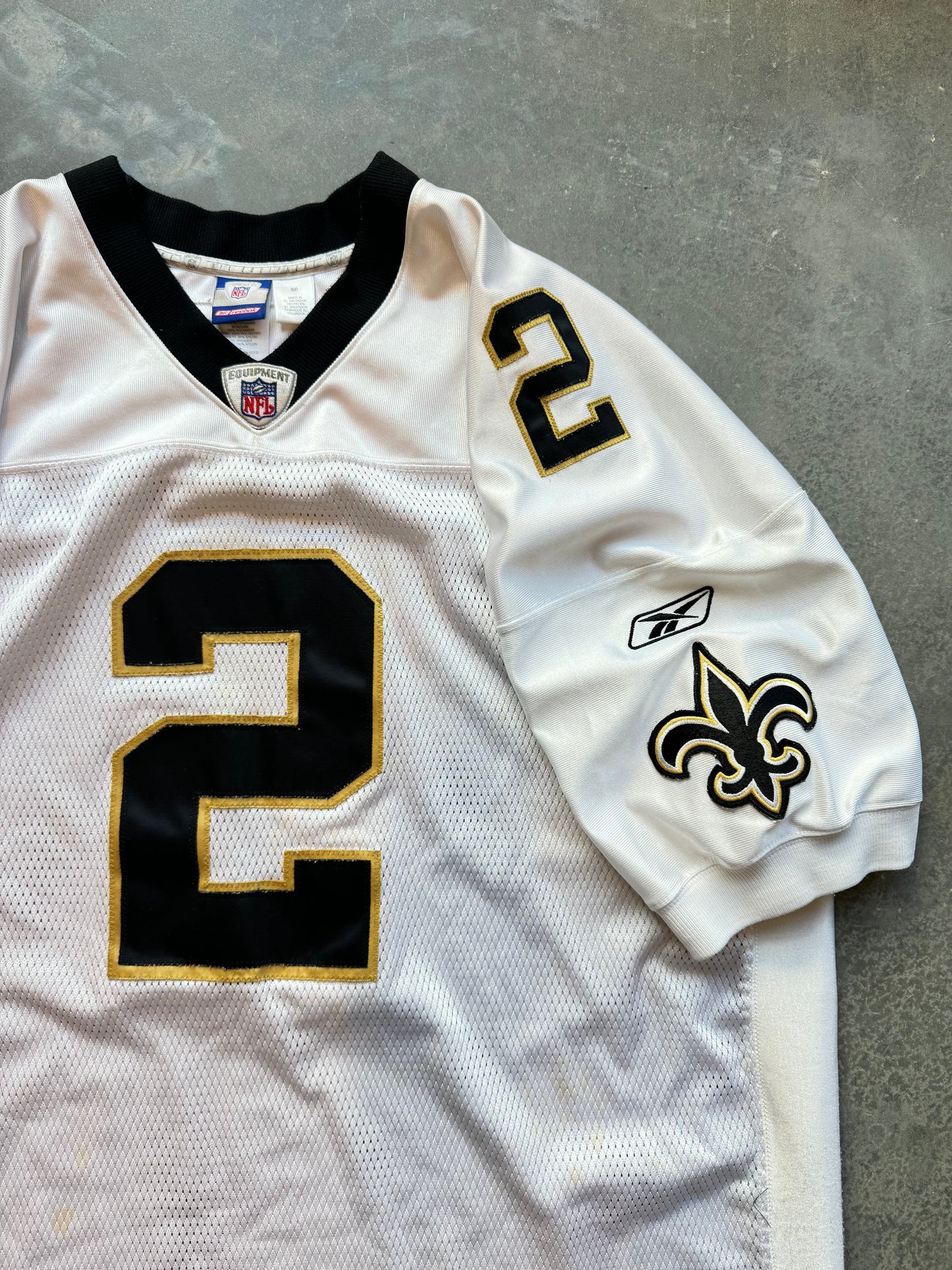 00’s New Orleans Saints Aaron Brooks Vintage White Reebok Fully Stitched NFL On Field Authentic Jersey (56/XXXL)