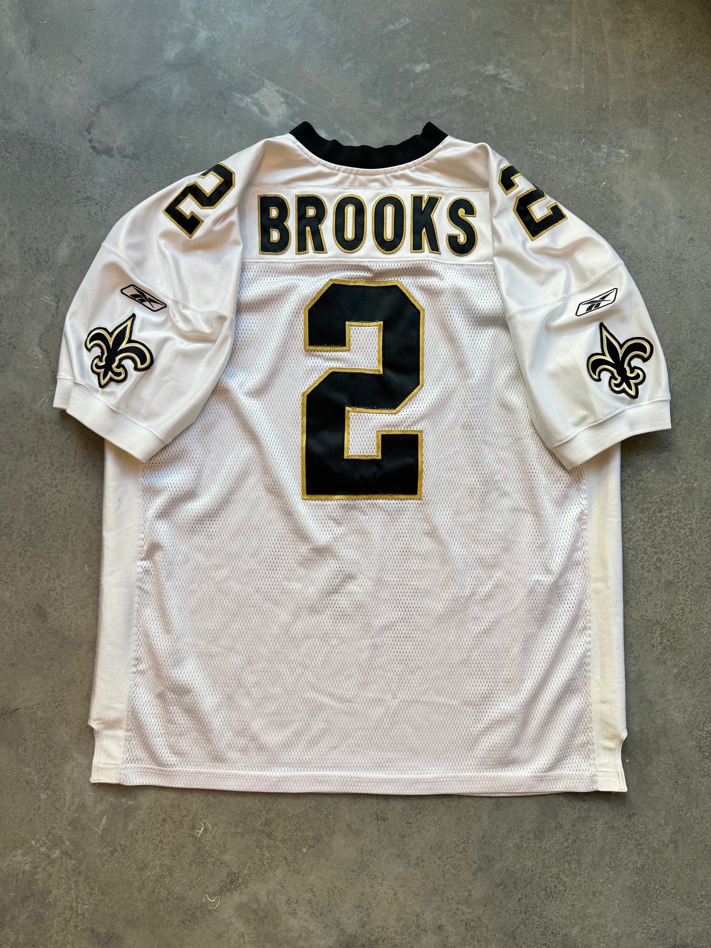 00’s New Orleans Saints Aaron Brooks Vintage White Reebok Fully Stitched NFL On Field Authentic Jersey (56/XXXL)