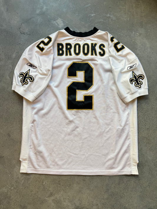 00’s New Orleans Saints Aaron Brooks Vintage White Reebok Fully Stitched NFL On Field Authentic Jersey (56/XXXL)
