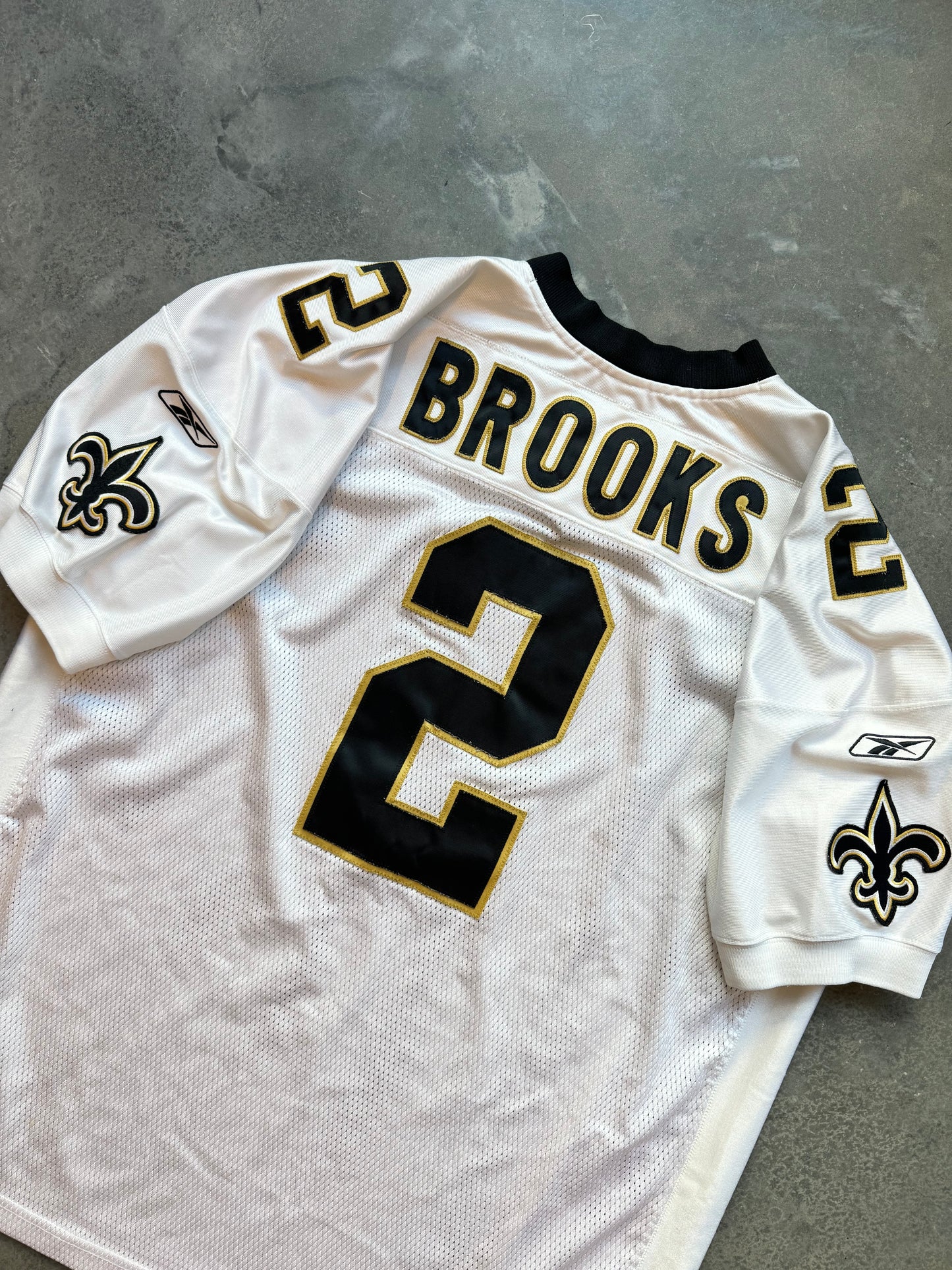 00’s New Orleans Saints Aaron Brooks Vintage White Reebok Fully Stitched NFL On Field Authentic Jersey (56/XXXL)