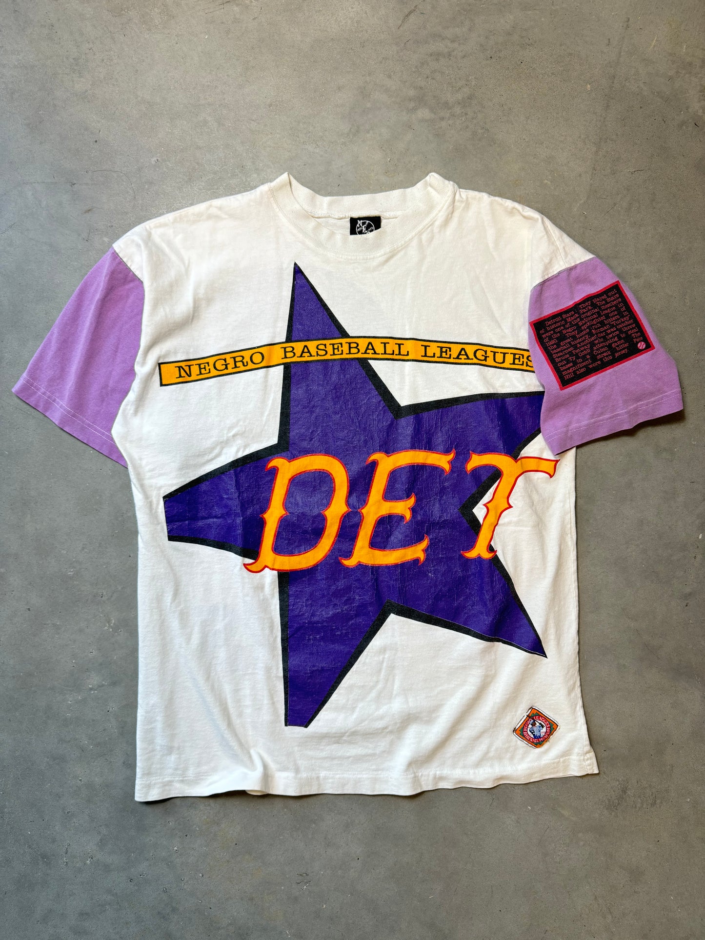 90’s Detroit Stars Vintage Negro League Baseball All Over Print Colorblocked Tee (XL)