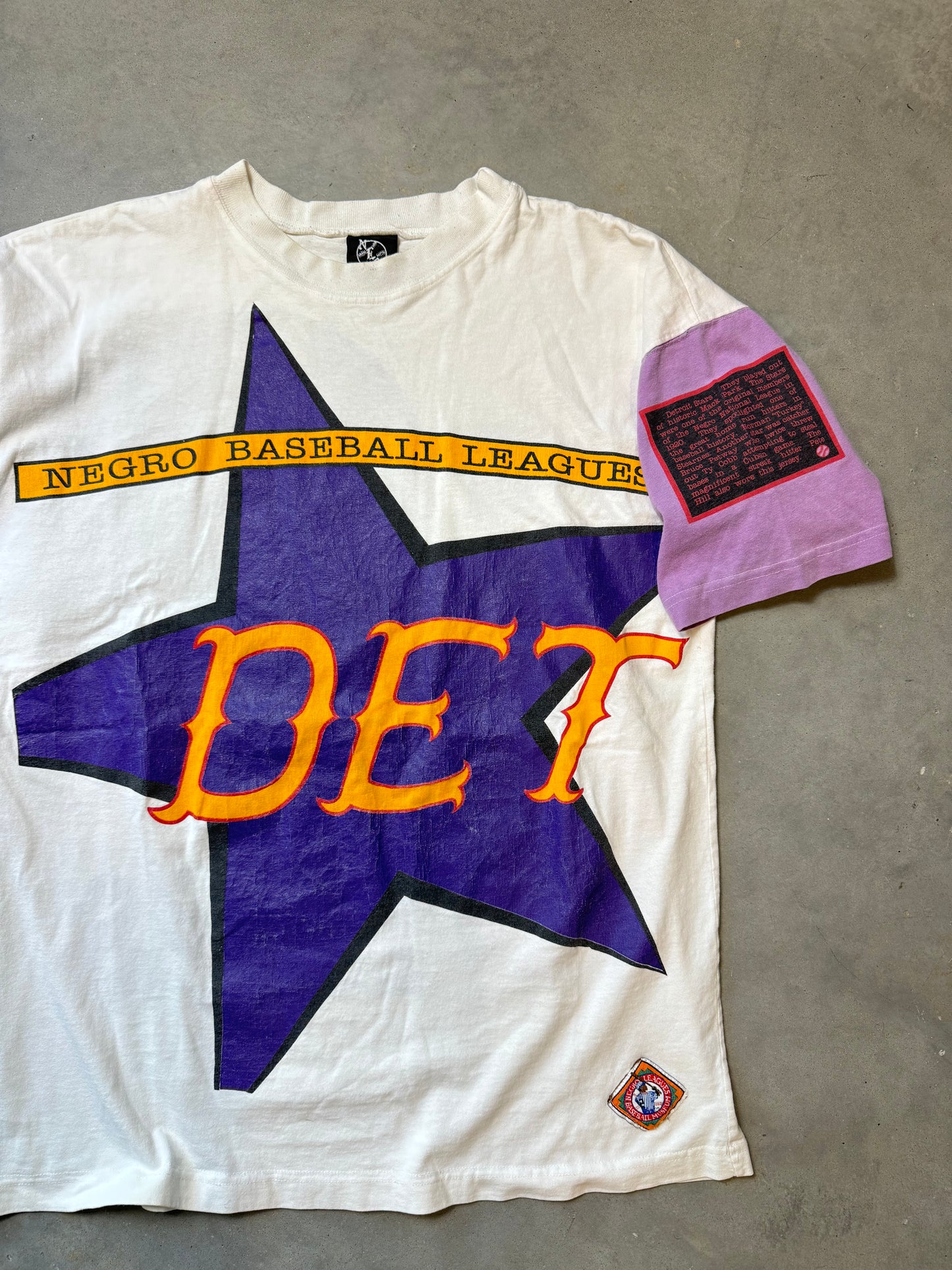 90’s Detroit Stars Vintage Negro League Baseball All Over Print Colorblocked Tee (XL)