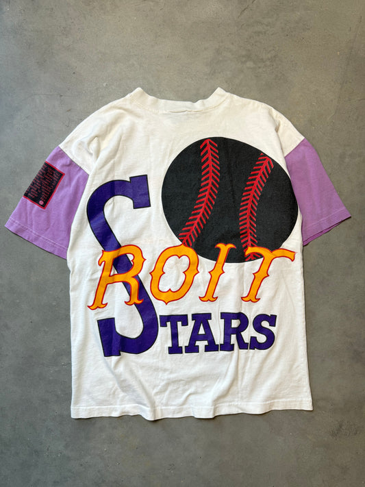 90’s Detroit Stars Vintage Negro League Baseball All Over Print Colorblocked Tee (XL)