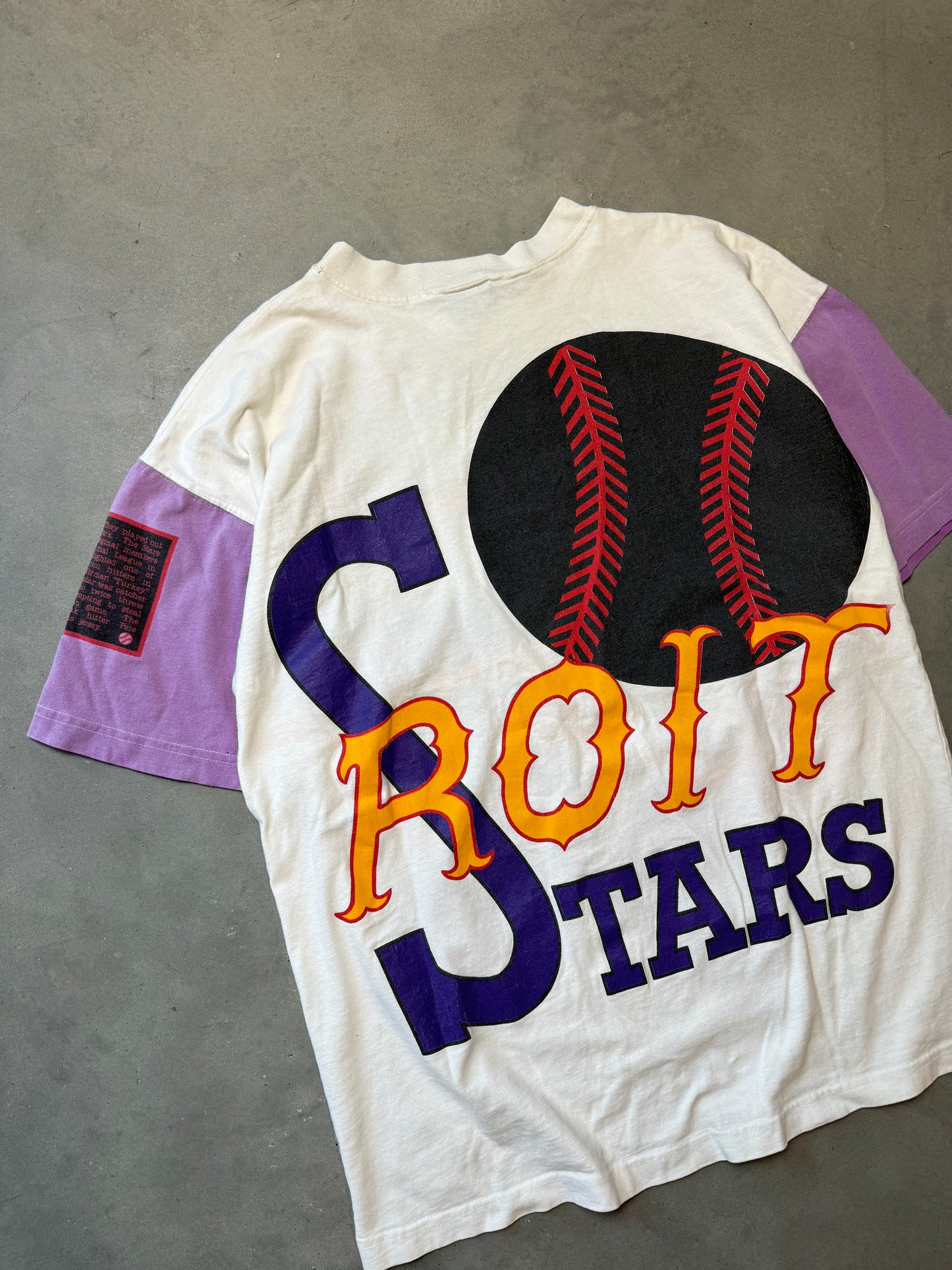 90’s Detroit Stars Vintage Negro League Baseball All Over Print Colorblocked Tee (XL)