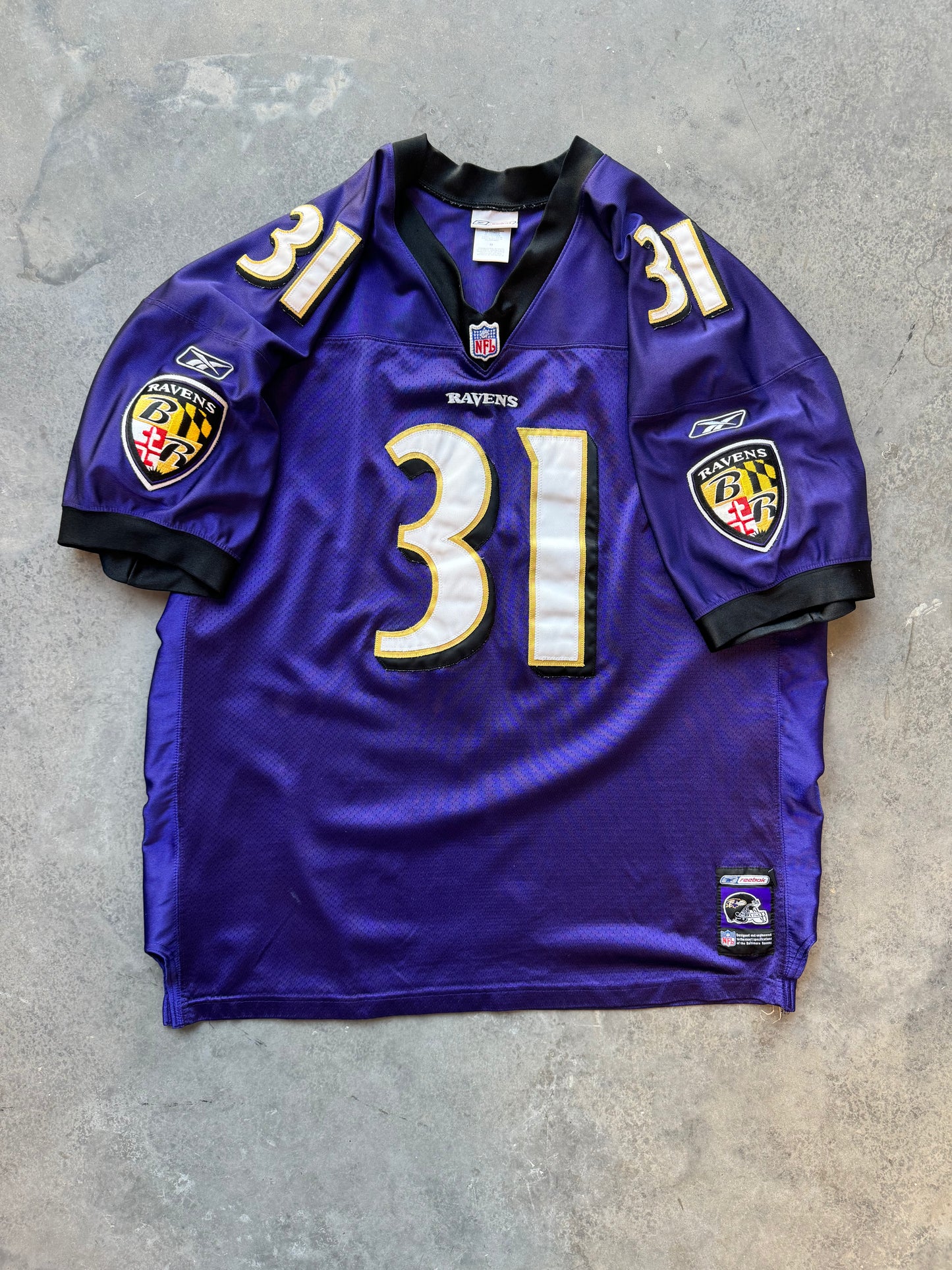 2001 Baltimore Ravens Jamal Lewis Vintage Purple Reebok Fully Stitched Helmet Tag NFL Jersey (56/XXXL)