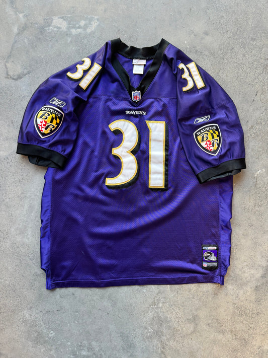 2001 Baltimore Ravens Jamal Lewis Vintage Purple Reebok Fully Stitched Helmet Tag NFL Jersey (56/XXXL)