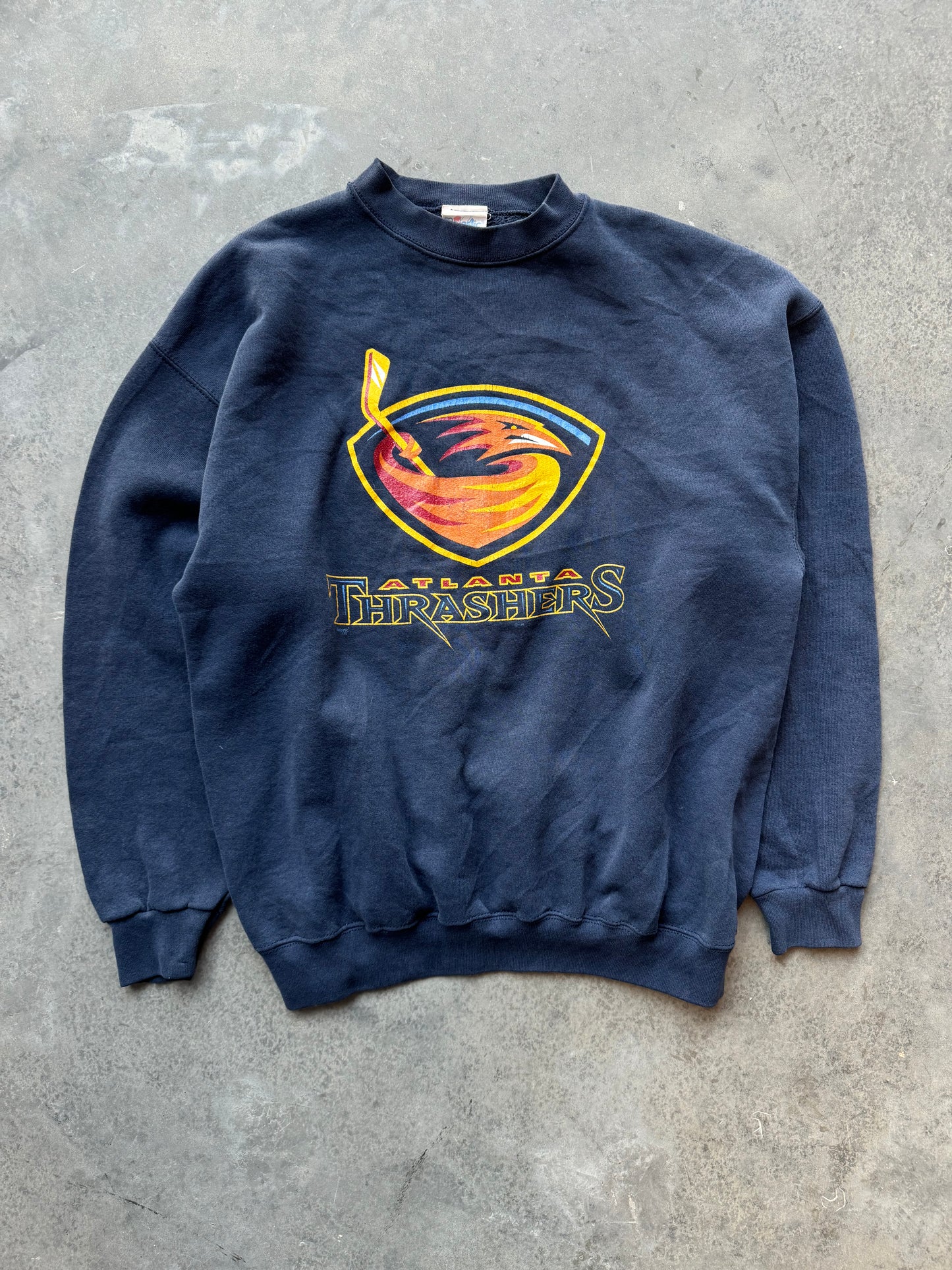 90’s Atlanta Thrashers Vintage Navy Blue NHL Hockey Crewneck (Medium)