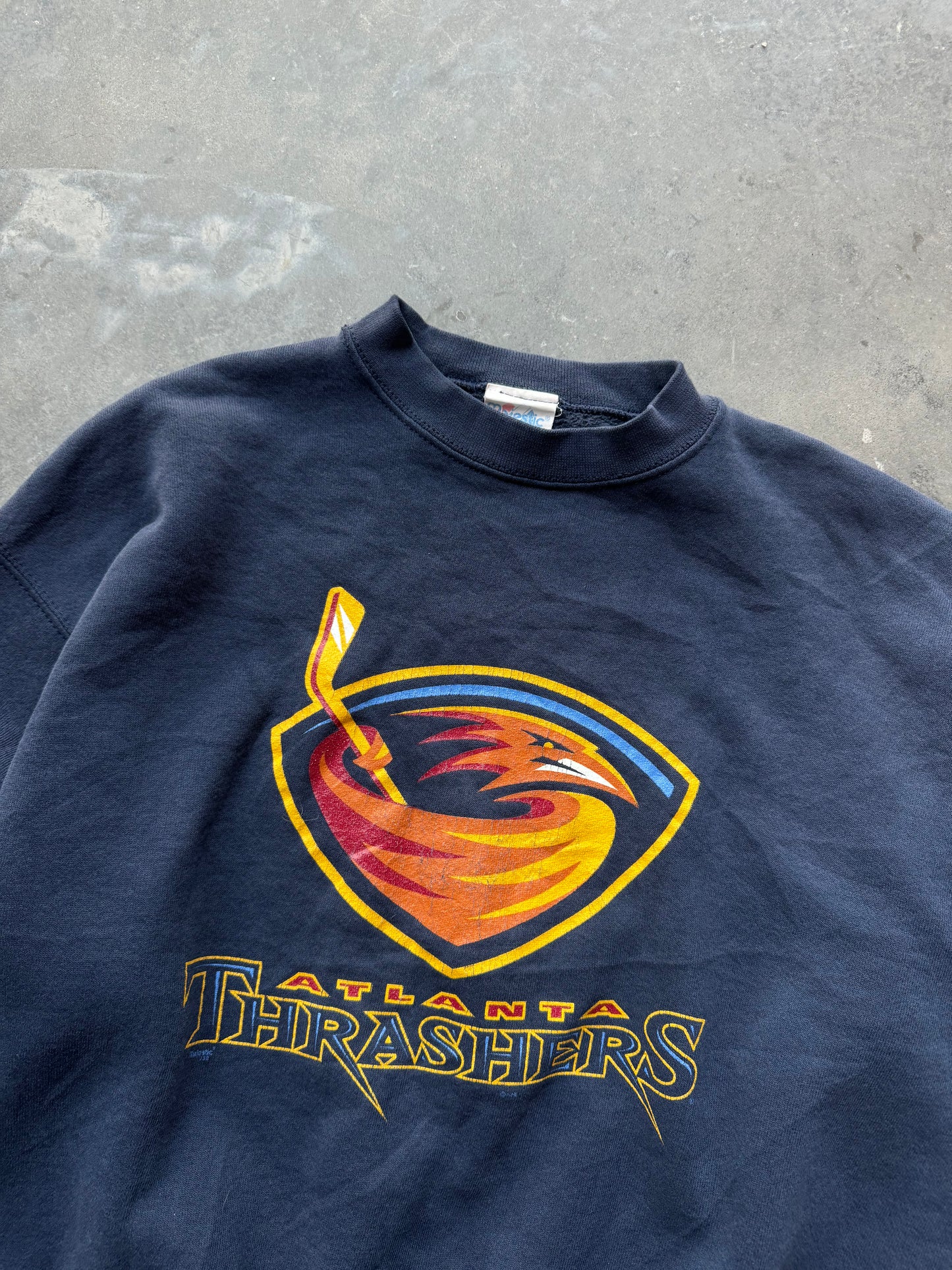 90’s Atlanta Thrashers Vintage Navy Blue NHL Hockey Crewneck (Medium)