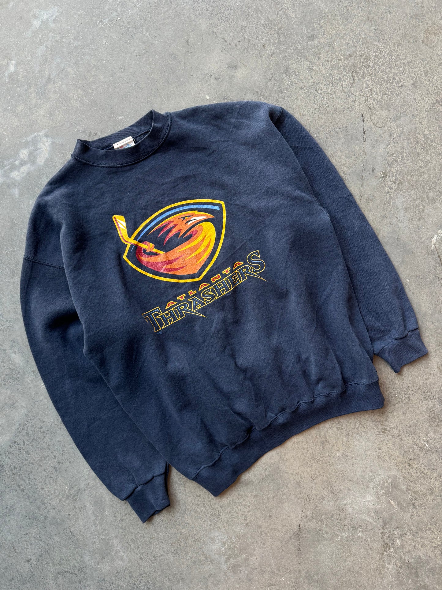 90’s Atlanta Thrashers Vintage Navy Blue NHL Hockey Crewneck (Medium)