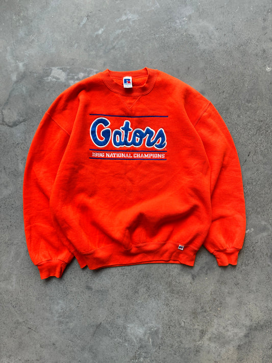 1996 Florida Gators Vintage Orange Russell Athletic Embroidered Heavyweight College Football Crewneck (Large)