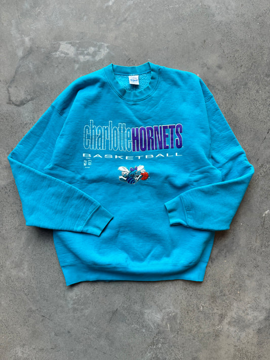 90’s Charlotte Hornets Vintage Salem Sportswear Heavyweight NBA Spellout Crewneck (XL)