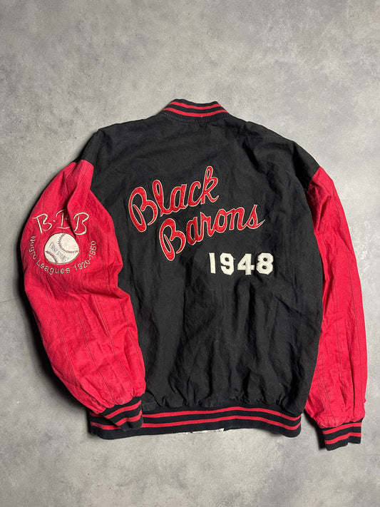 90’s Birmingham Black Barons Vintage Reversible Negro League Baseball Mirage Bomber Jacket (Large)