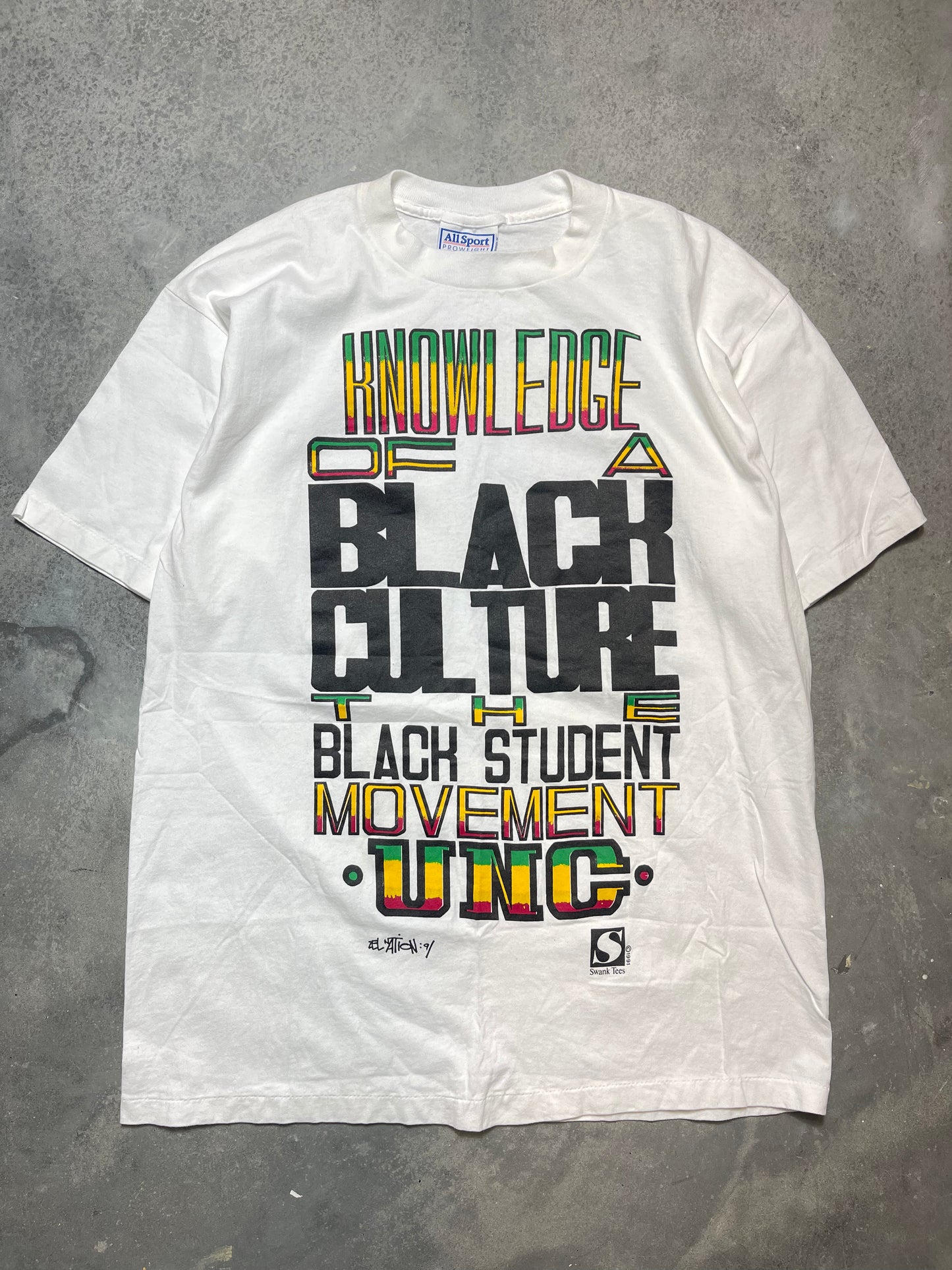 90’s UNC Tarheels Black Student Movement Stussy Style Vintage Tee (XL)