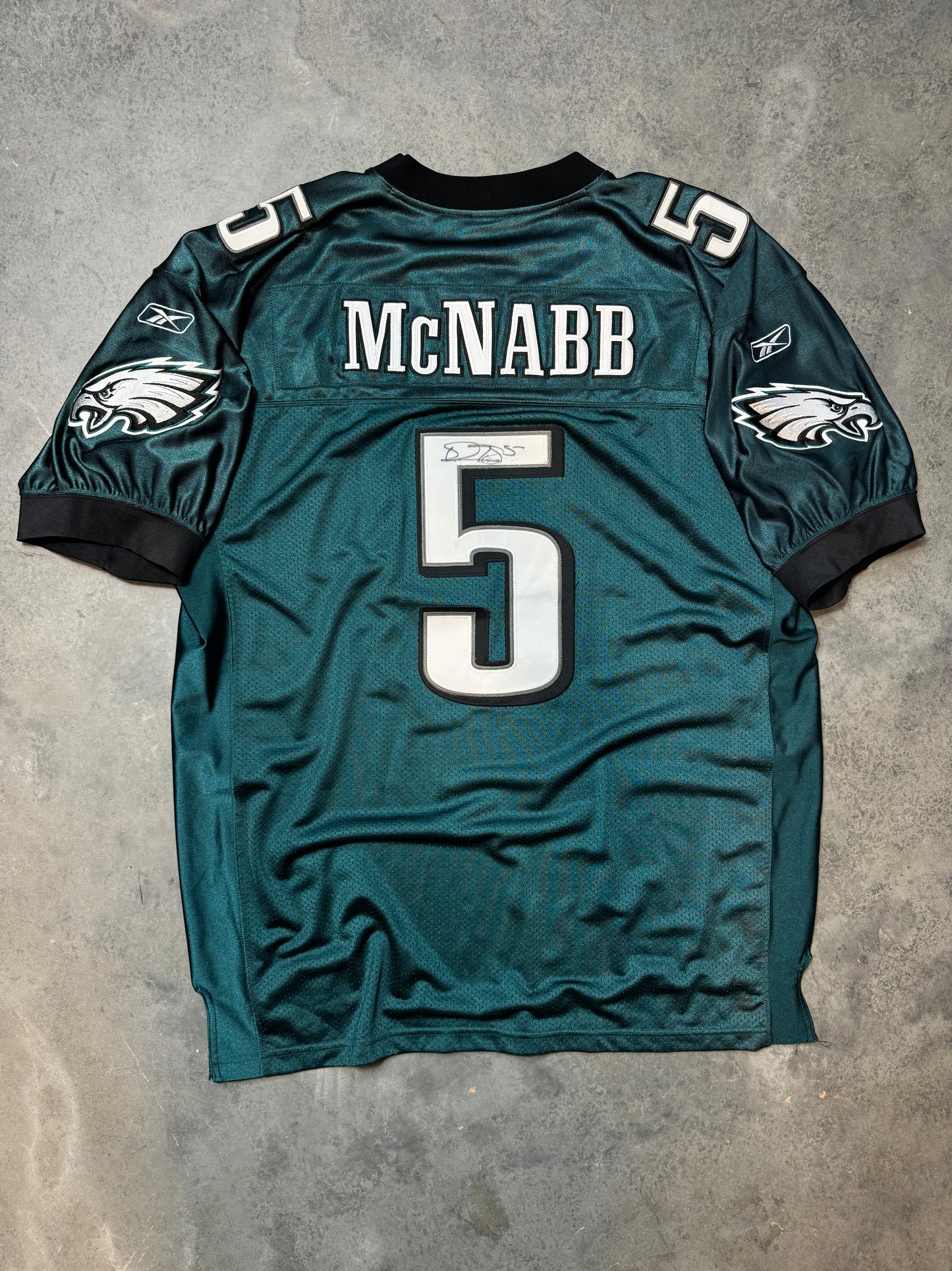 00’z Philadelphia Eagles Donovan McNabb Reebok Midnight Green Fully Embroidered Authentic NFL Jersey - Signed (54/XXL)