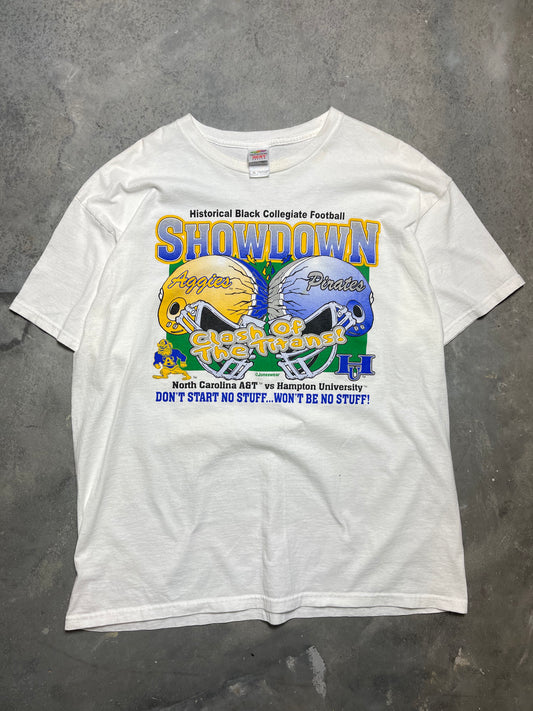 00’s North Carolina A&T Aggies vs. Hampton University Pirates Vintage HBCU Tee (XXL)