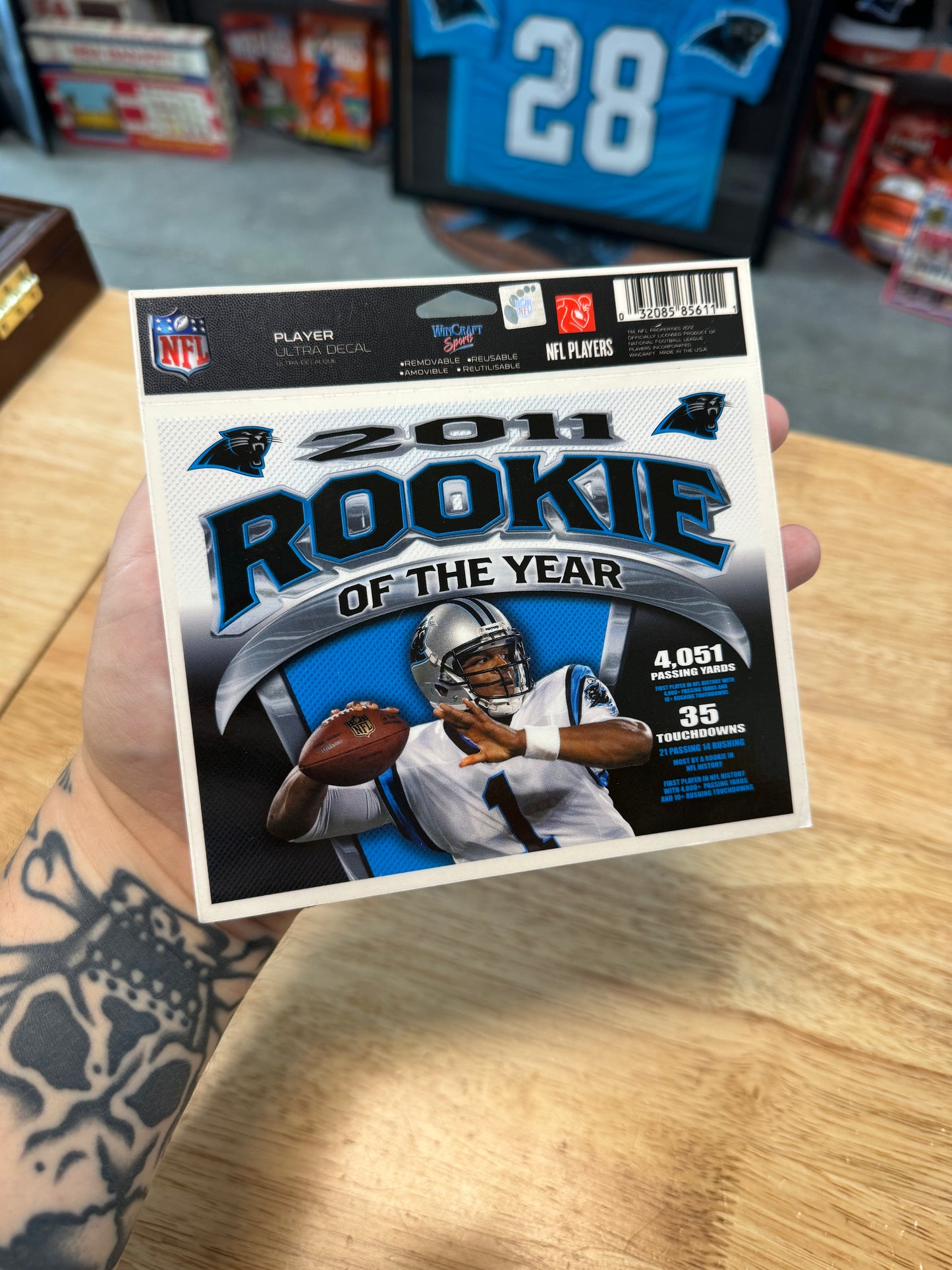 2011 Carolina Panthers Cam Newton Rookie Of The Year Vintage NFL Sticker - Brand New (5.5” x 5.5”)