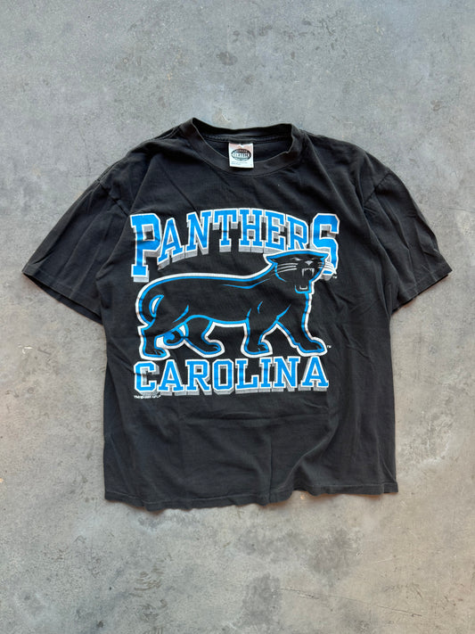 1993 Carolina Panthers Vintage Alternate Full Panther Logo Black NFL Tee (Medium)