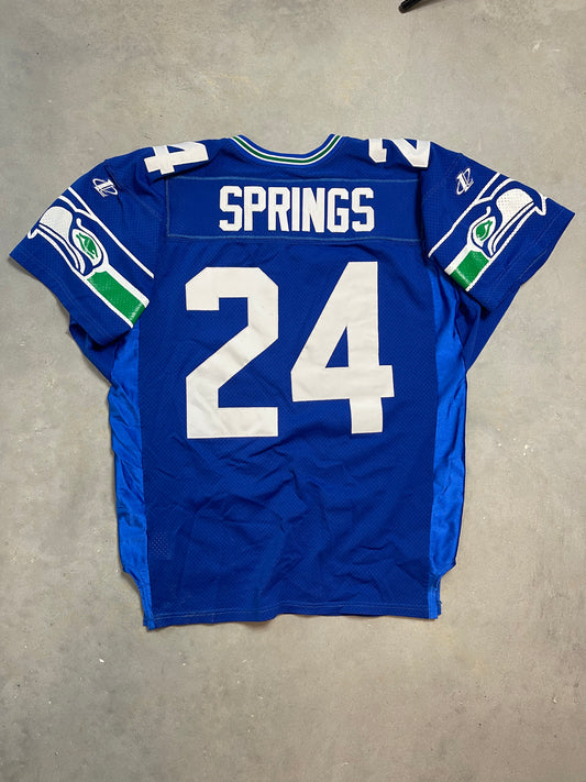 90’s Seattle Seahawks Shawn Springs Vintage NFL Logo Athletic Authentic Heavy Mesh NFL Jersey (50/XL)