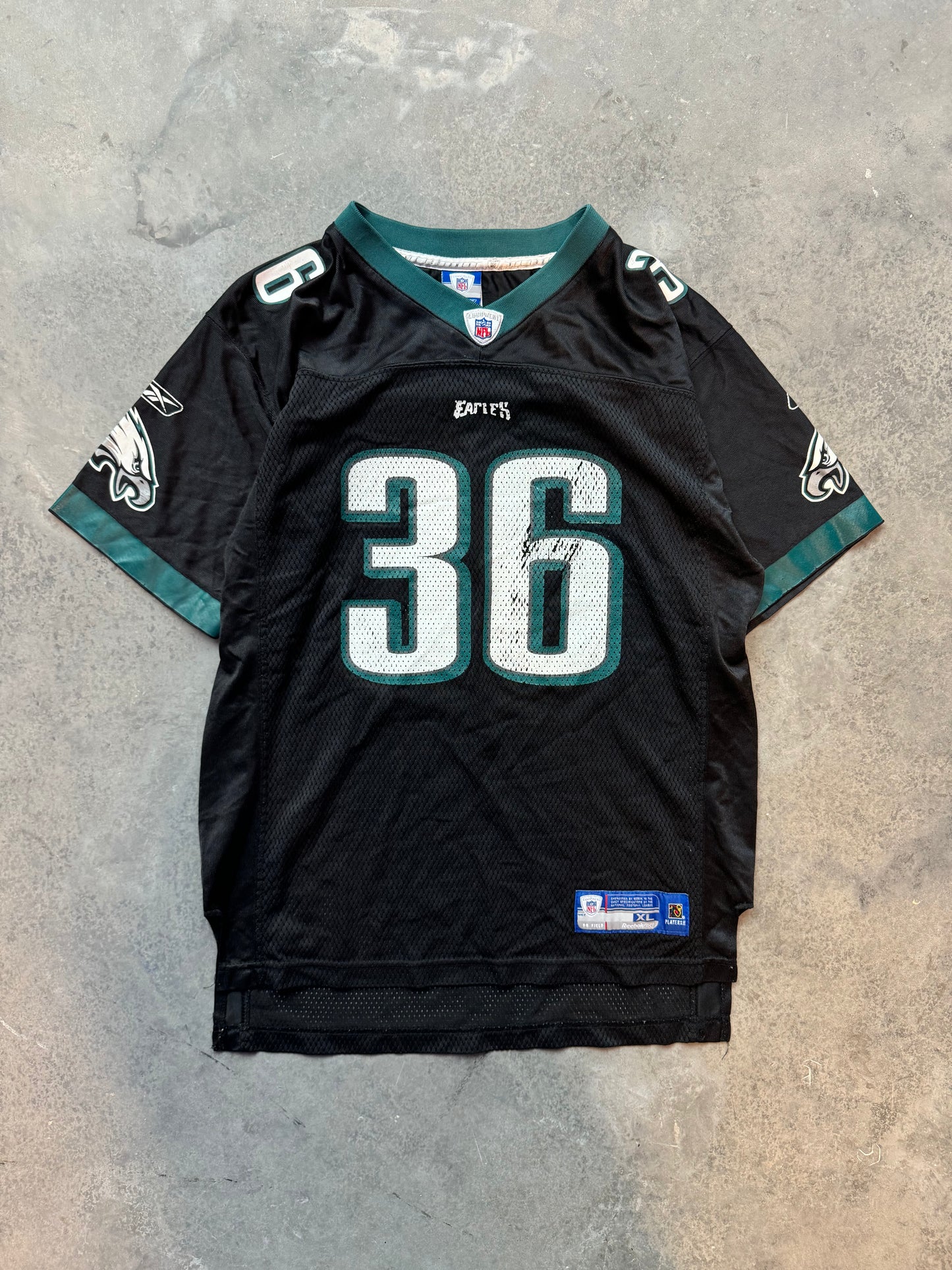 00’s Philadelphia Eagles Brian Westbrook Vintage Reebok Black Alternate NFL Jersey (Youth XL)