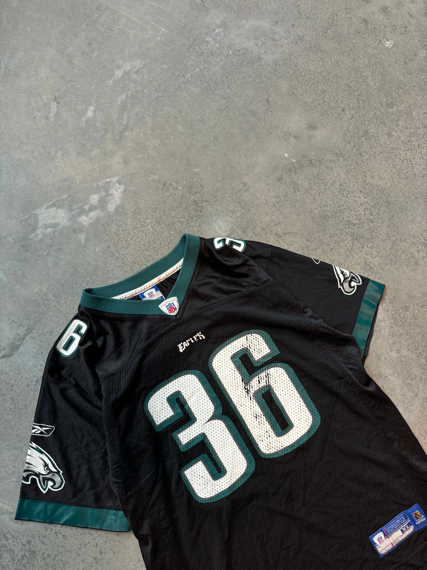 00’s Philadelphia Eagles Brian Westbrook Vintage Reebok Black Alternate NFL Jersey (Youth XL)