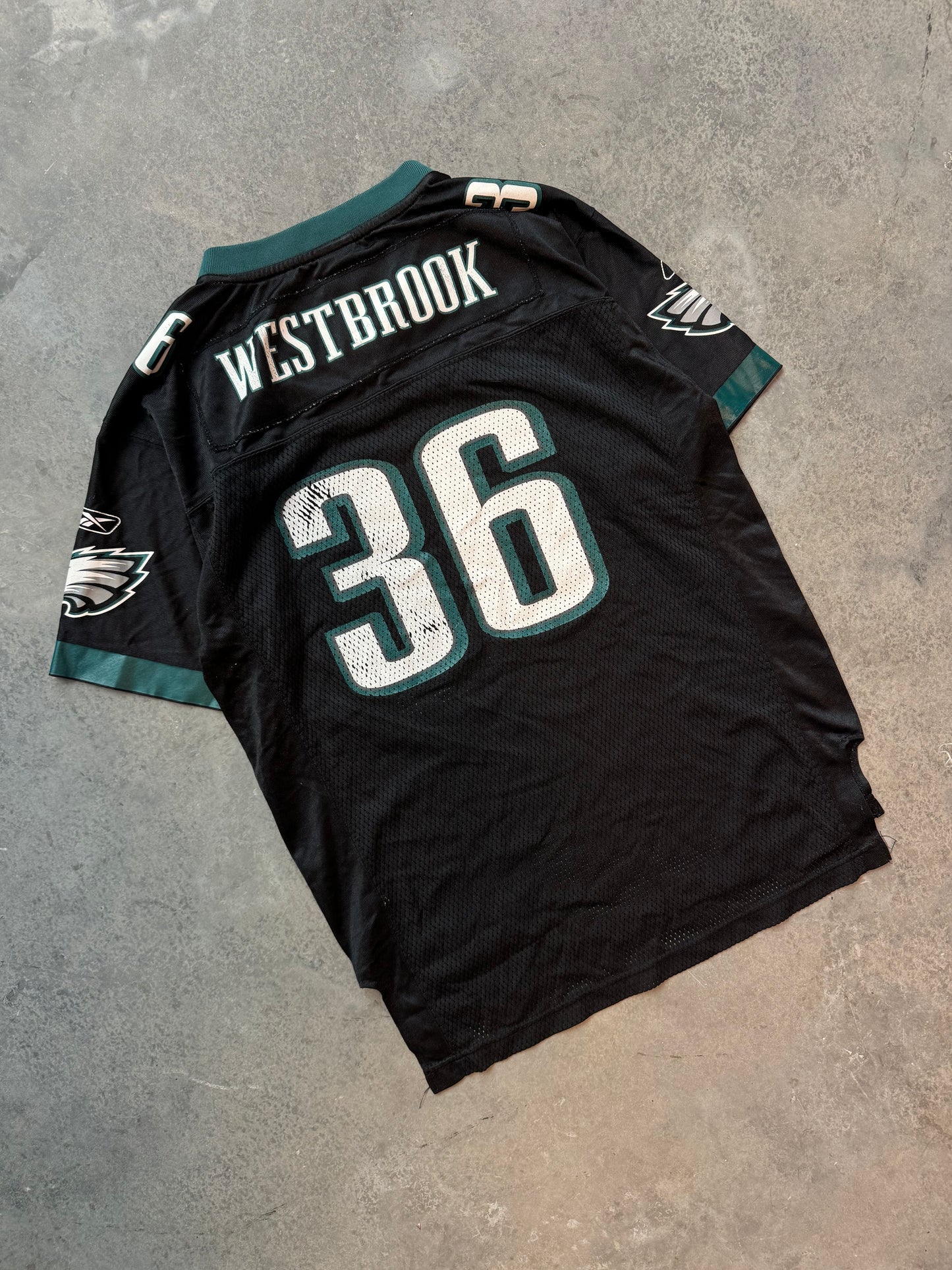 00’s Philadelphia Eagles Brian Westbrook Vintage Reebok Black Alternate NFL Jersey (Youth XL)