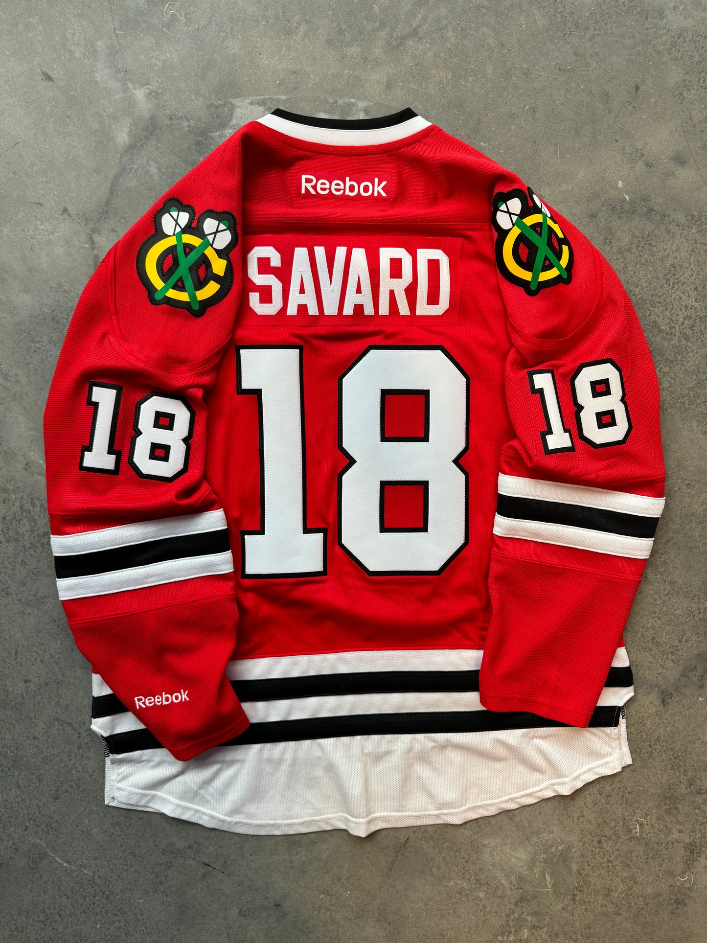 2015 Chicago Blackhawks Denis Savard Red Reebok Fully Embroidered NHL Hockey Jersey (XL)