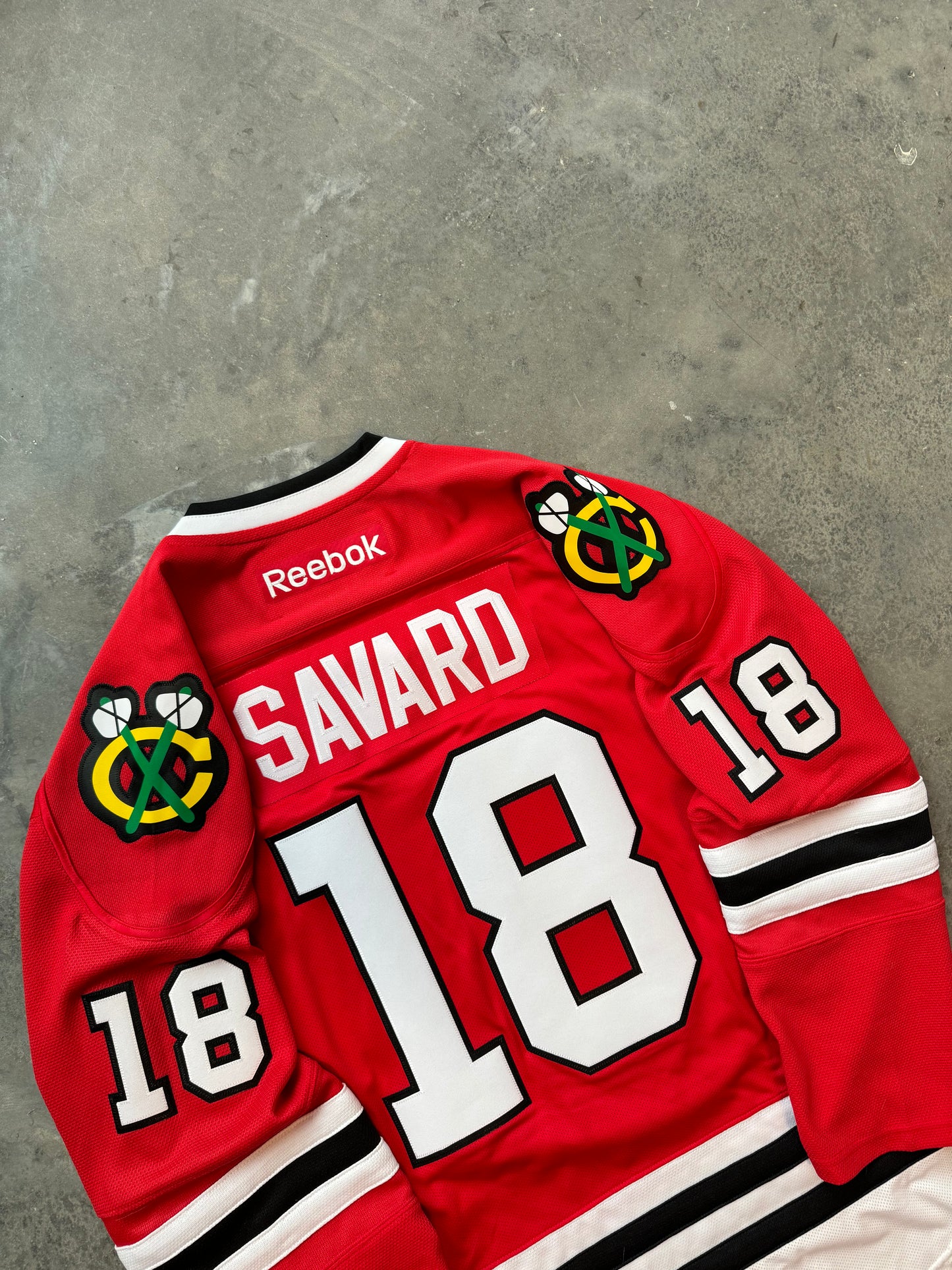 2015 Chicago Blackhawks Denis Savard Red Reebok Fully Embroidered NHL Hockey Jersey (XL)