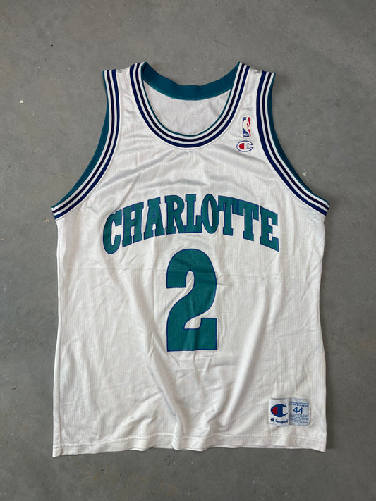 90’s Charlotte Hornets Larry Johnson Vintage Champion NBA Jersey (44/Large)